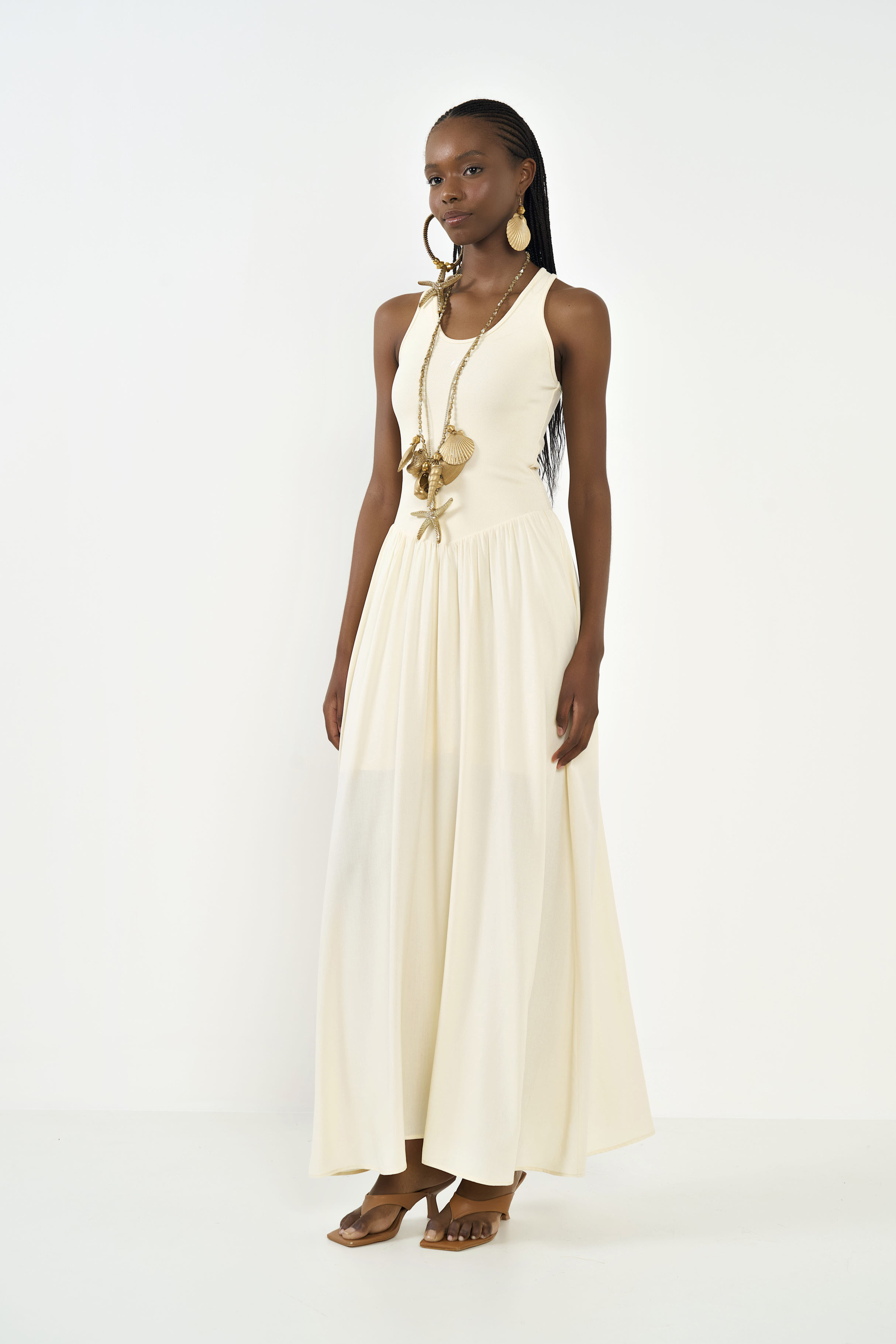 VESTIDO COLCCI G BEGE LEBLANC