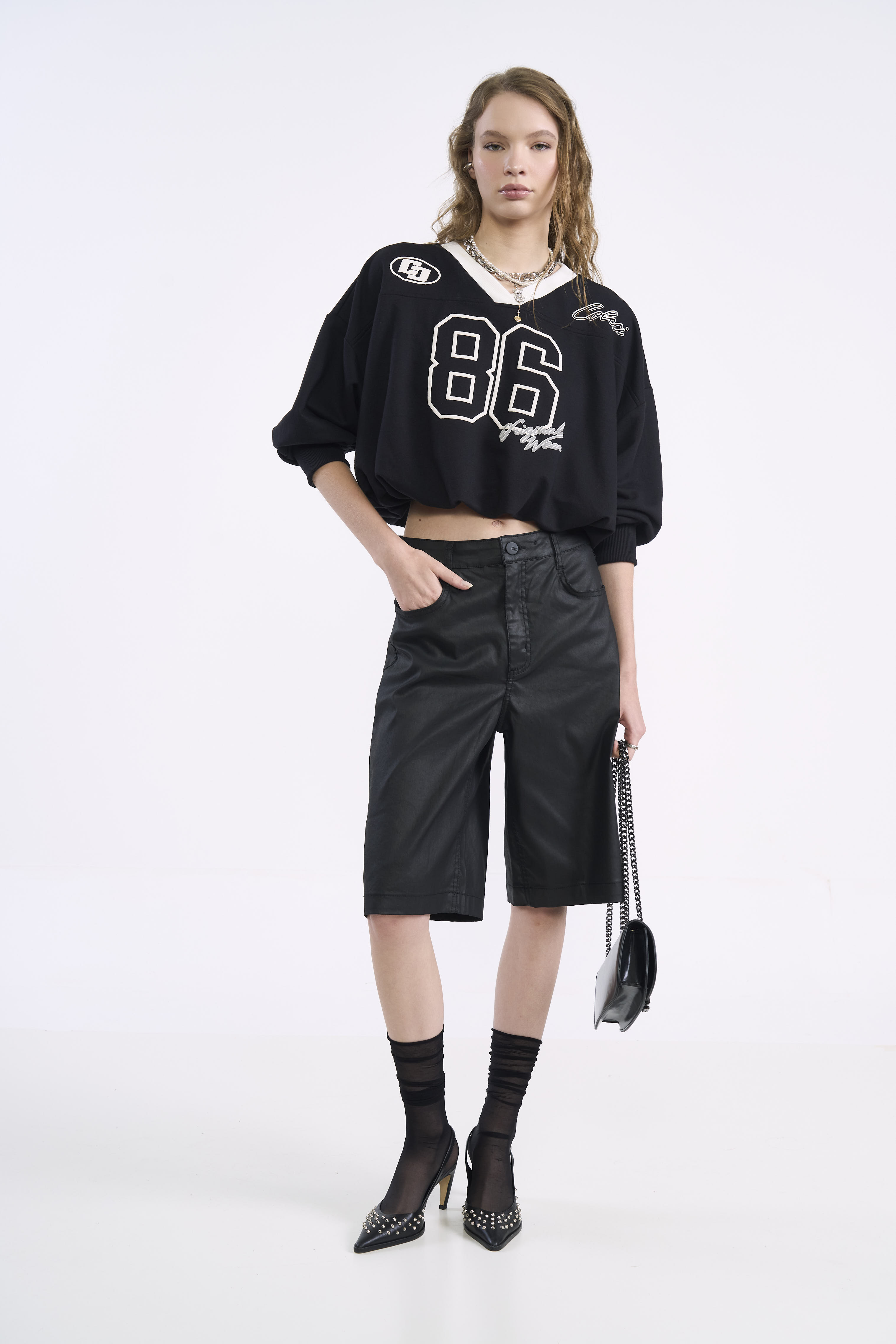 BERMUDA SARJA JOANA RESINADA 36 PRETO