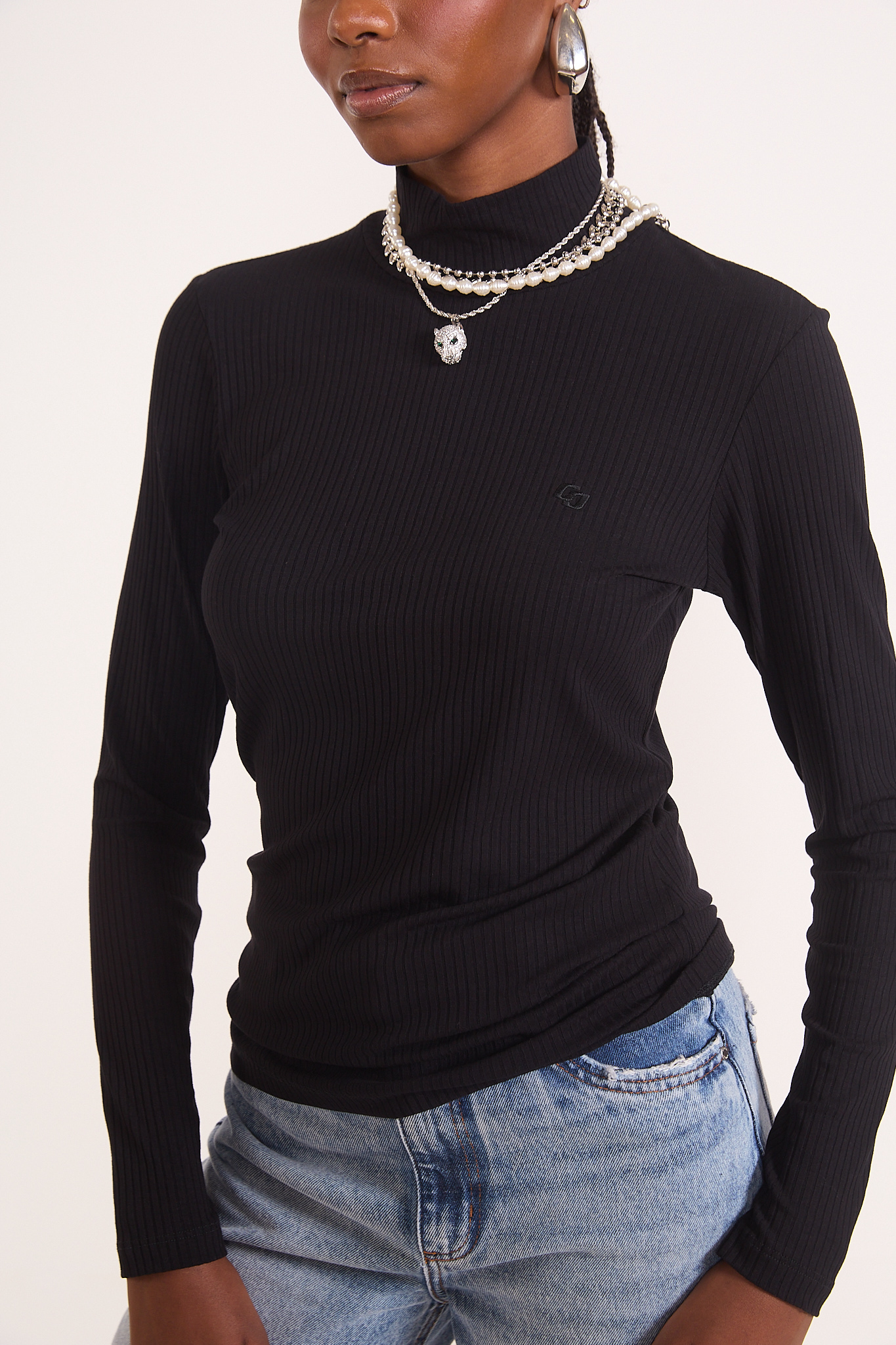 BLUSA CANELADA GG OFF SHELL