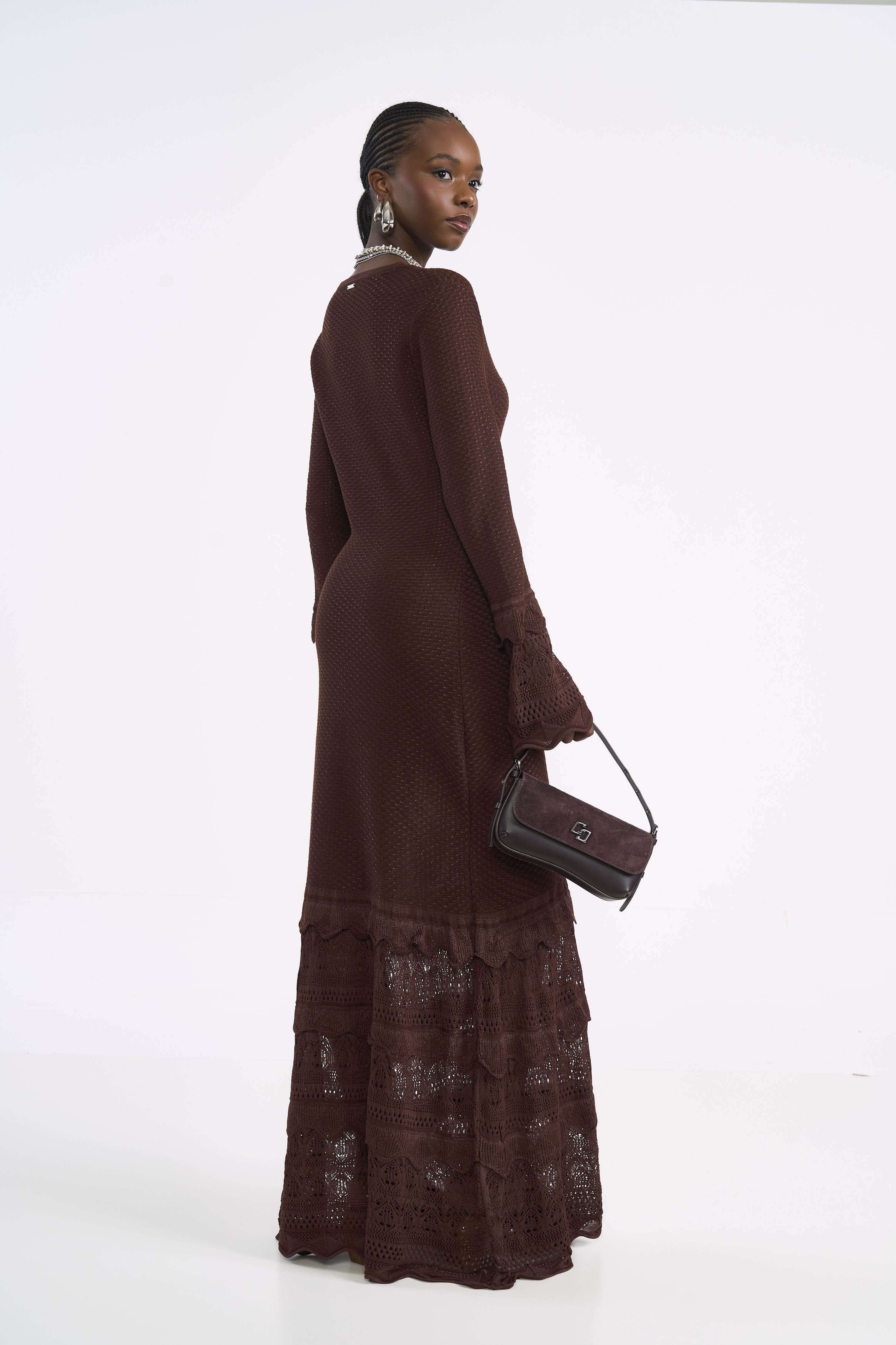 VESTIDO TRICÔ P MARROM BEATEN BROWN