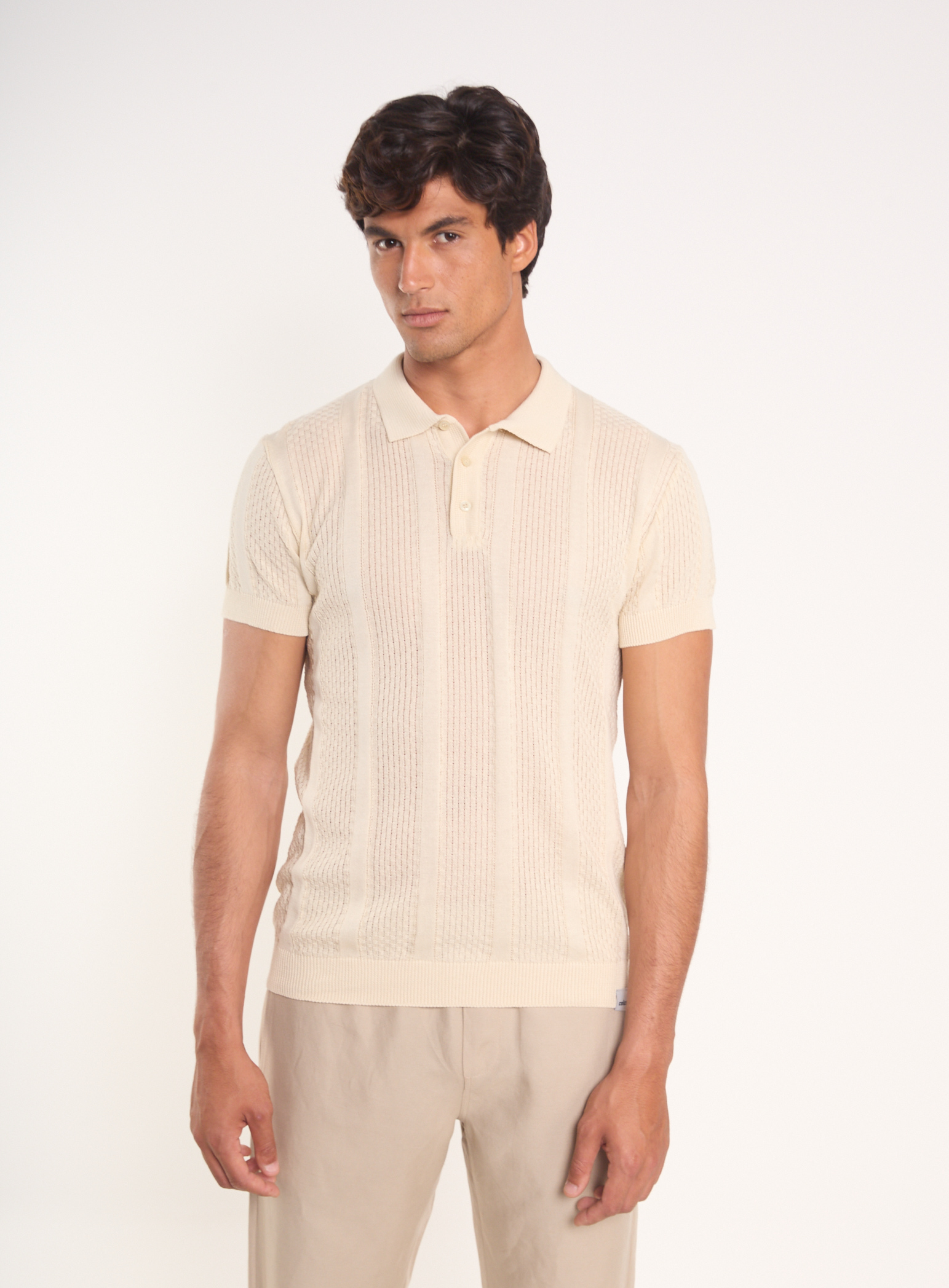 POLO TRICÔ G BEGE TAUPE