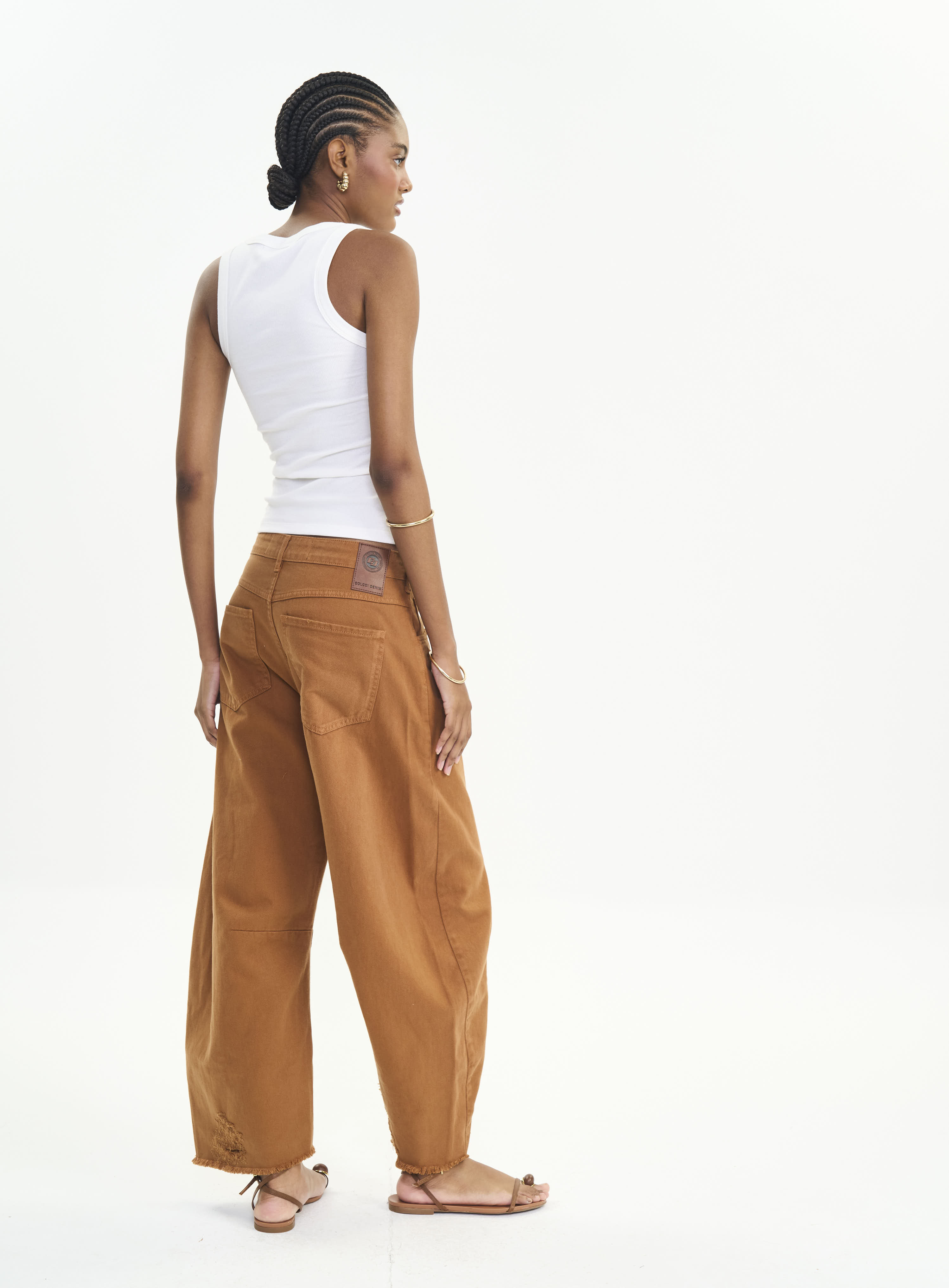CALÇA SARJA BARRIL 34 MARROM DROME