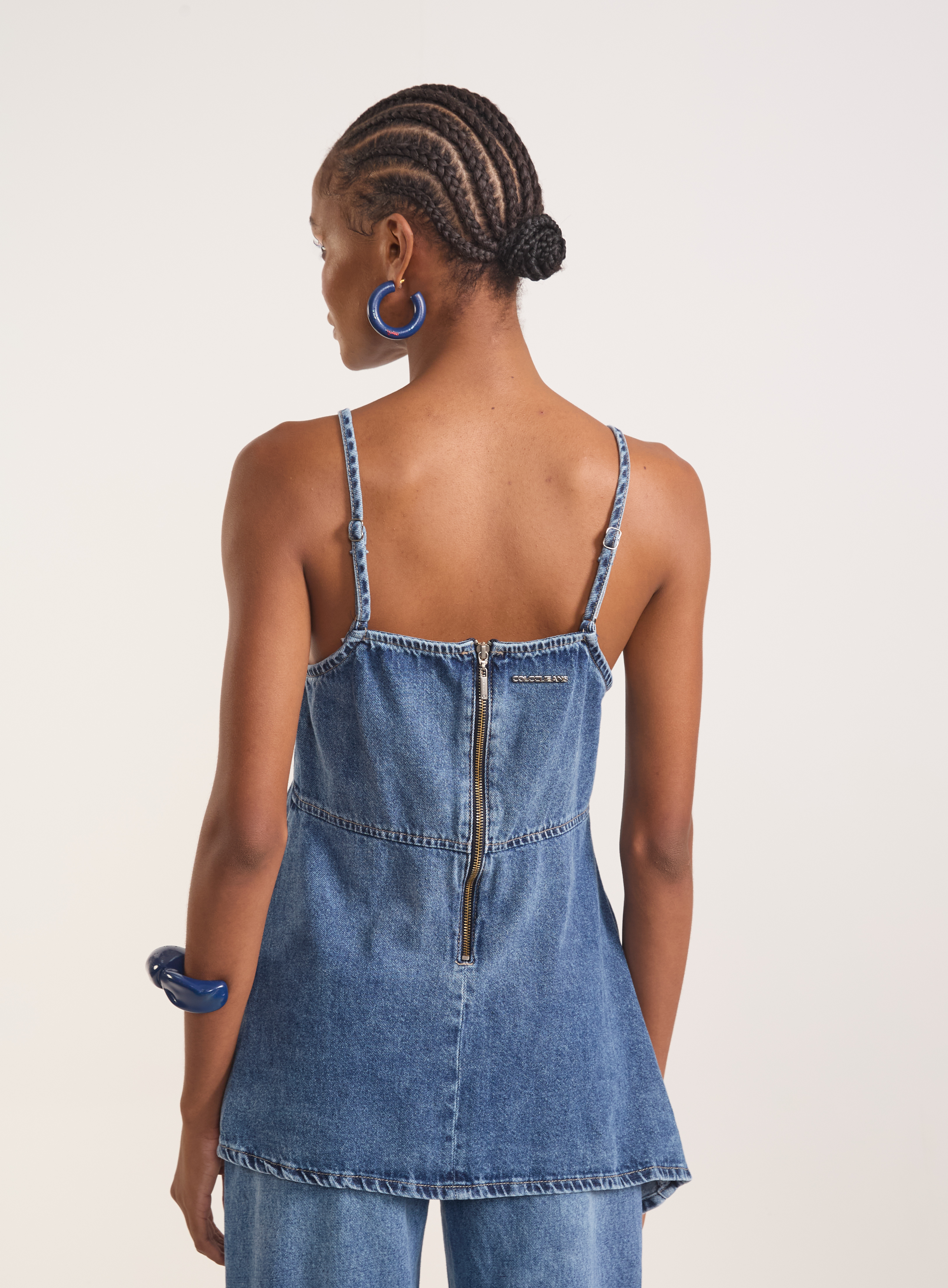 BLUSA JEANS COM RENDA M INDIGO