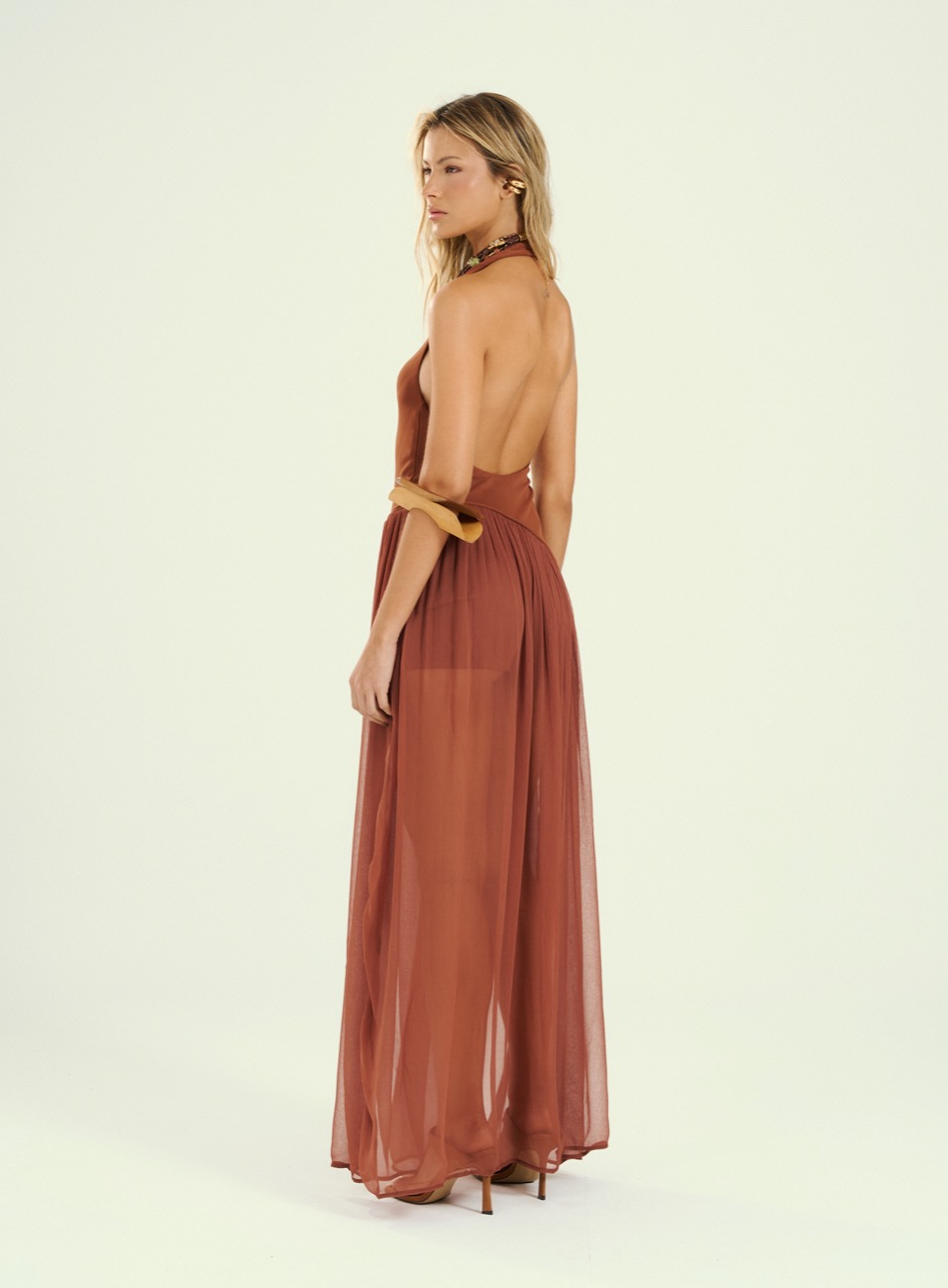 VESTIDO OPEN G MARROM CHEASTNU