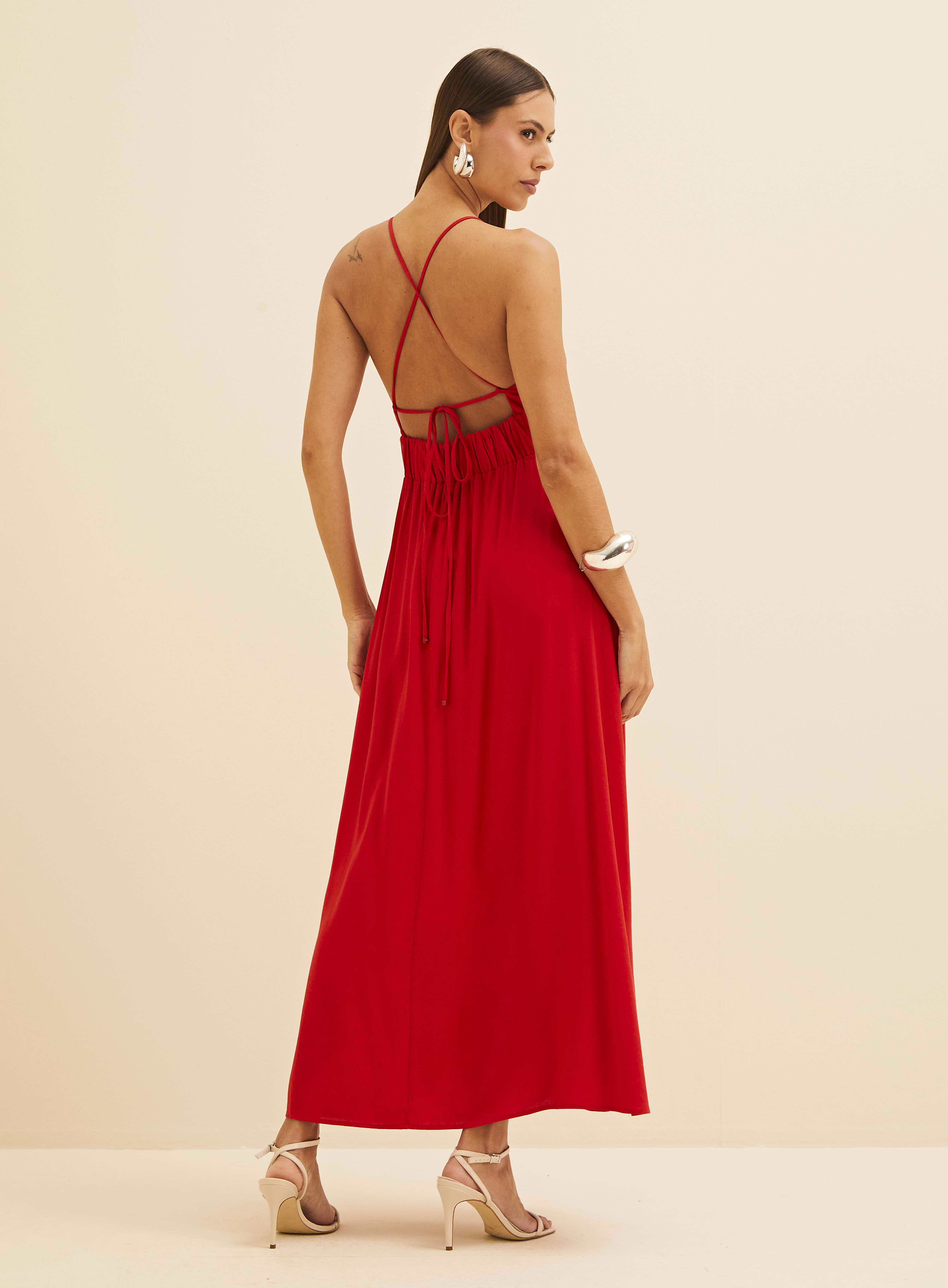 VESTIDO LINHO M VERMELHO