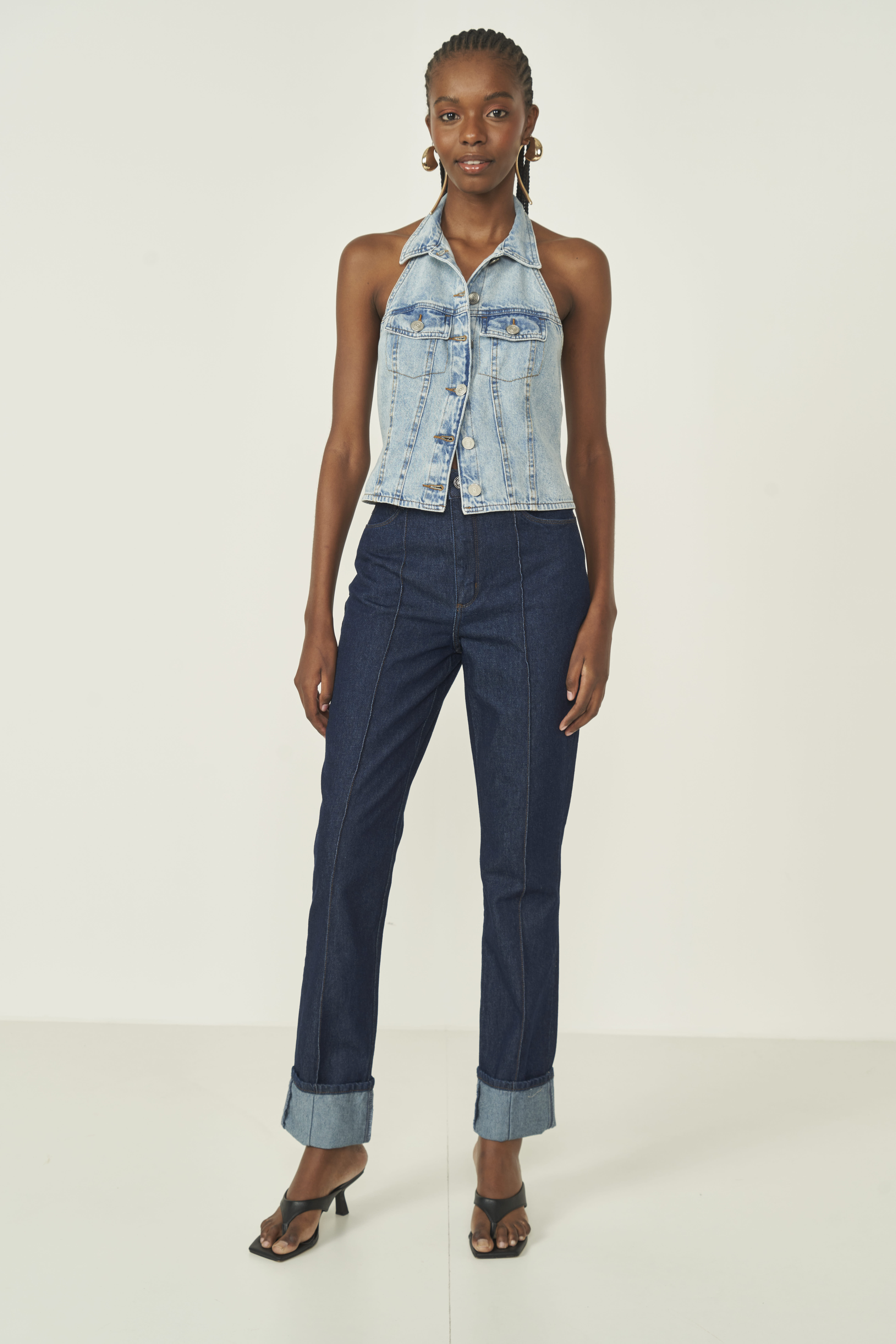 CALÇA JEANS ROMA COM DOBRA 36 INDIGO