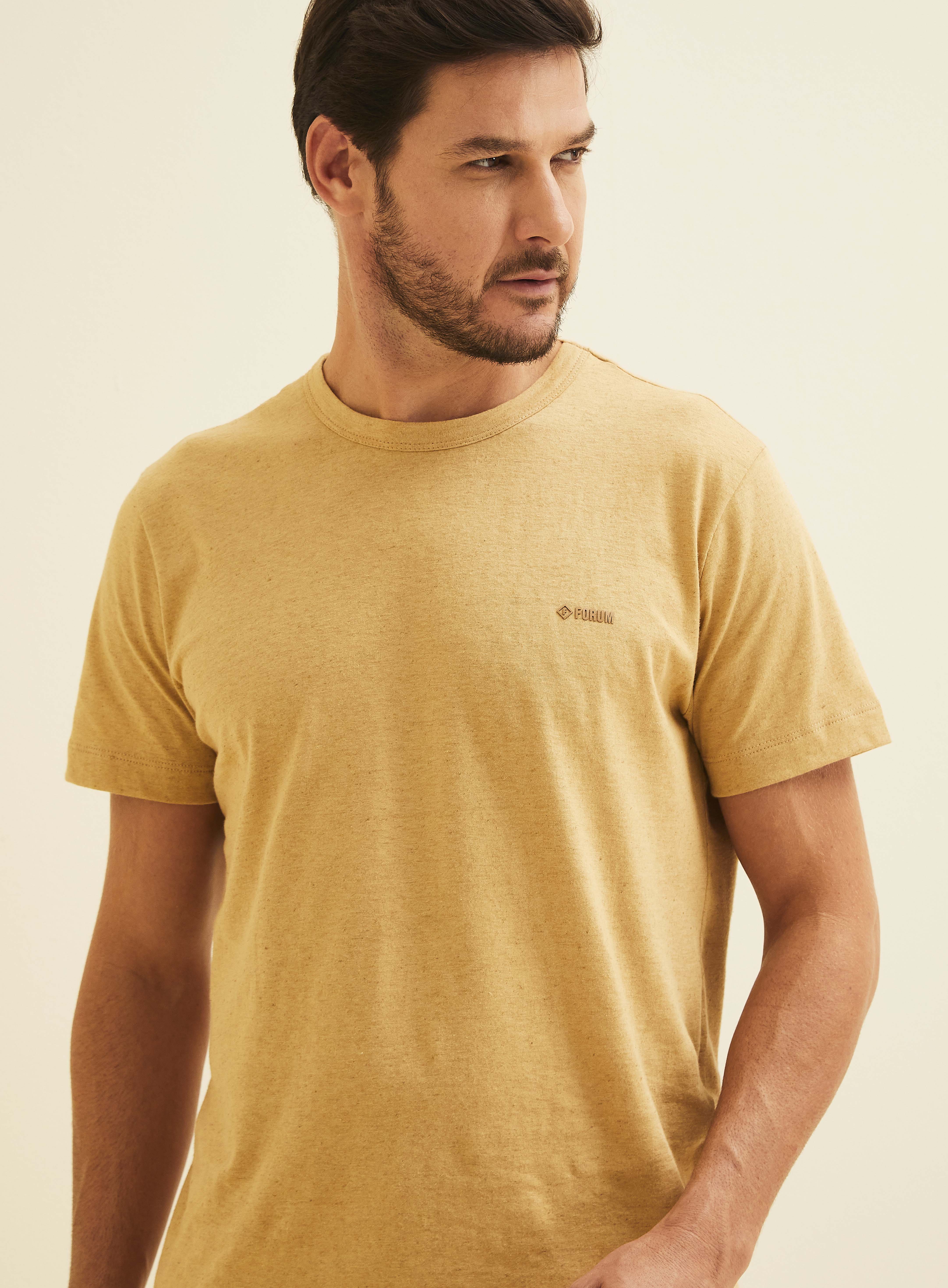 CAMISETA LINHO M BEGE/MARROM