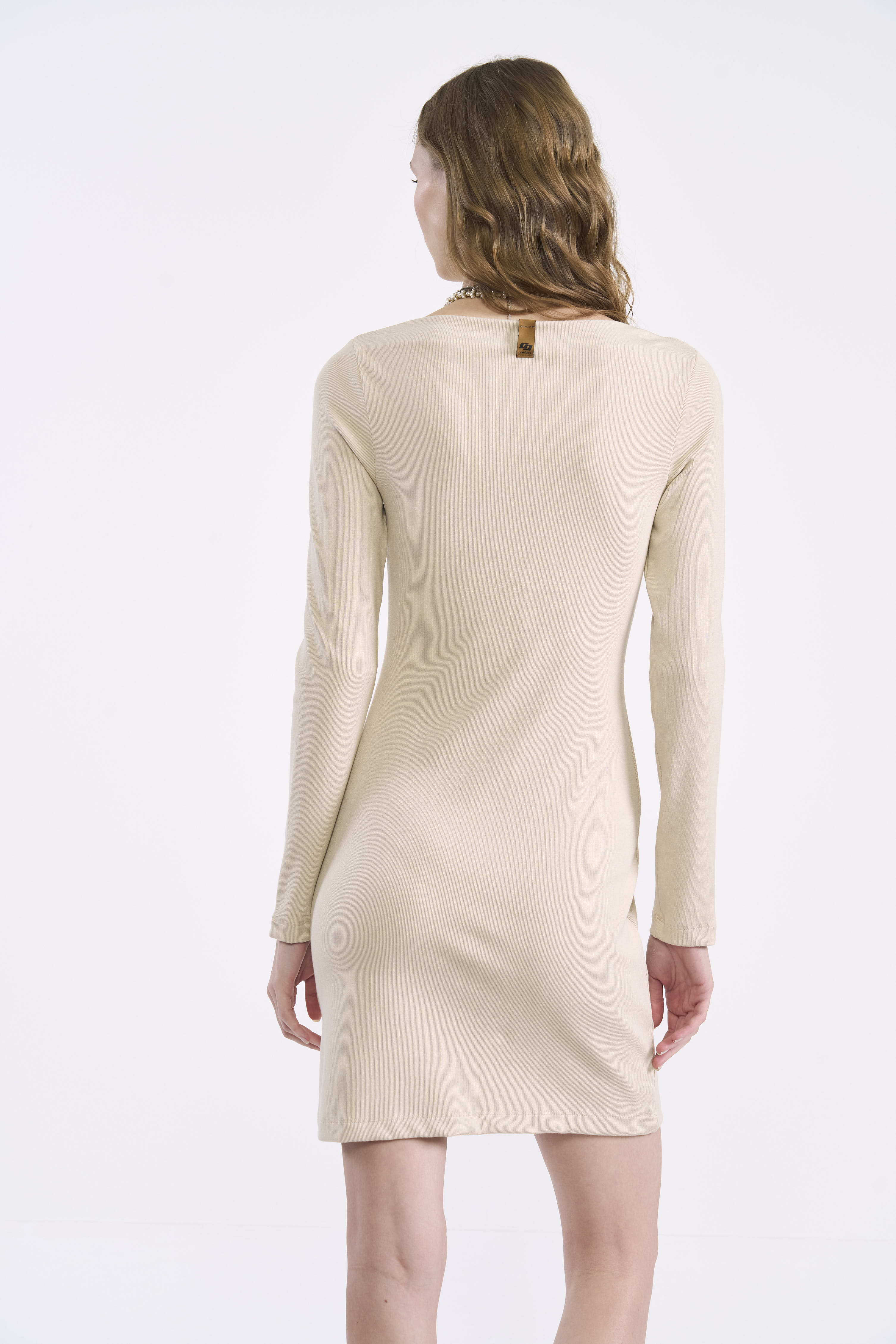 VESTIDO CANELADO G BEGE TAUPE