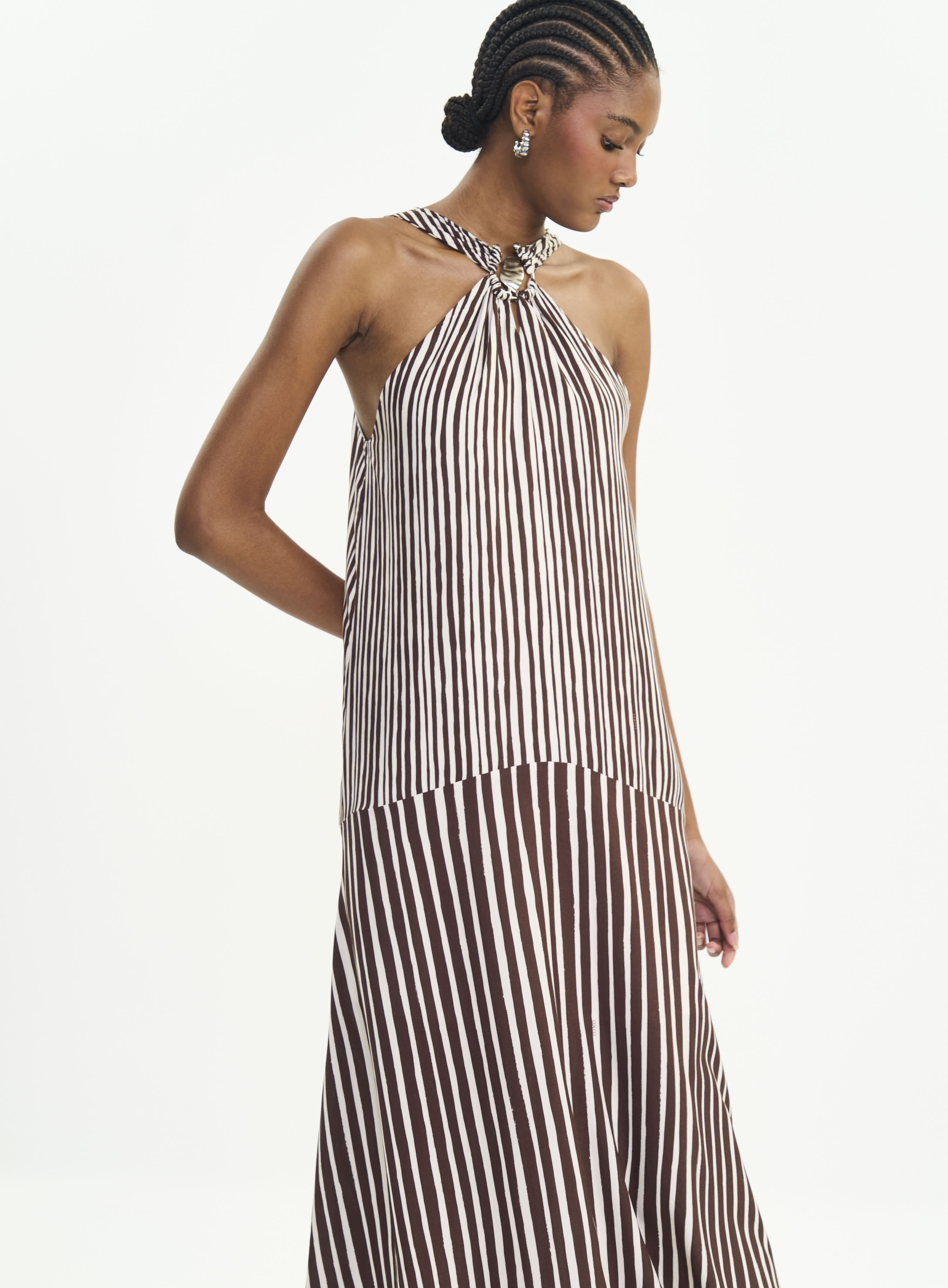 VESTIDO ESTAMPADO M OFF/MARROM