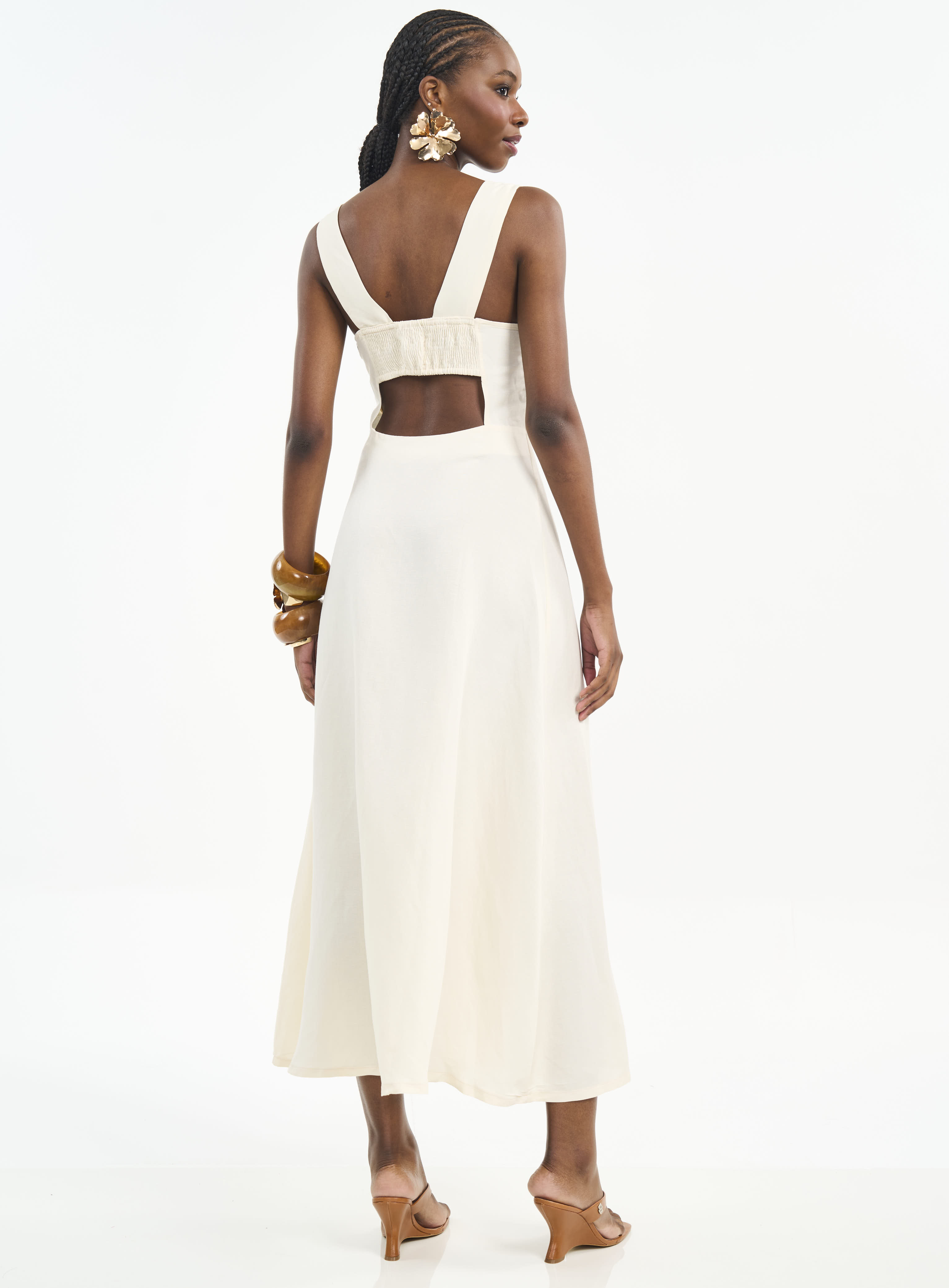 VESTIDO LINHO M BEGE AFFOGATO