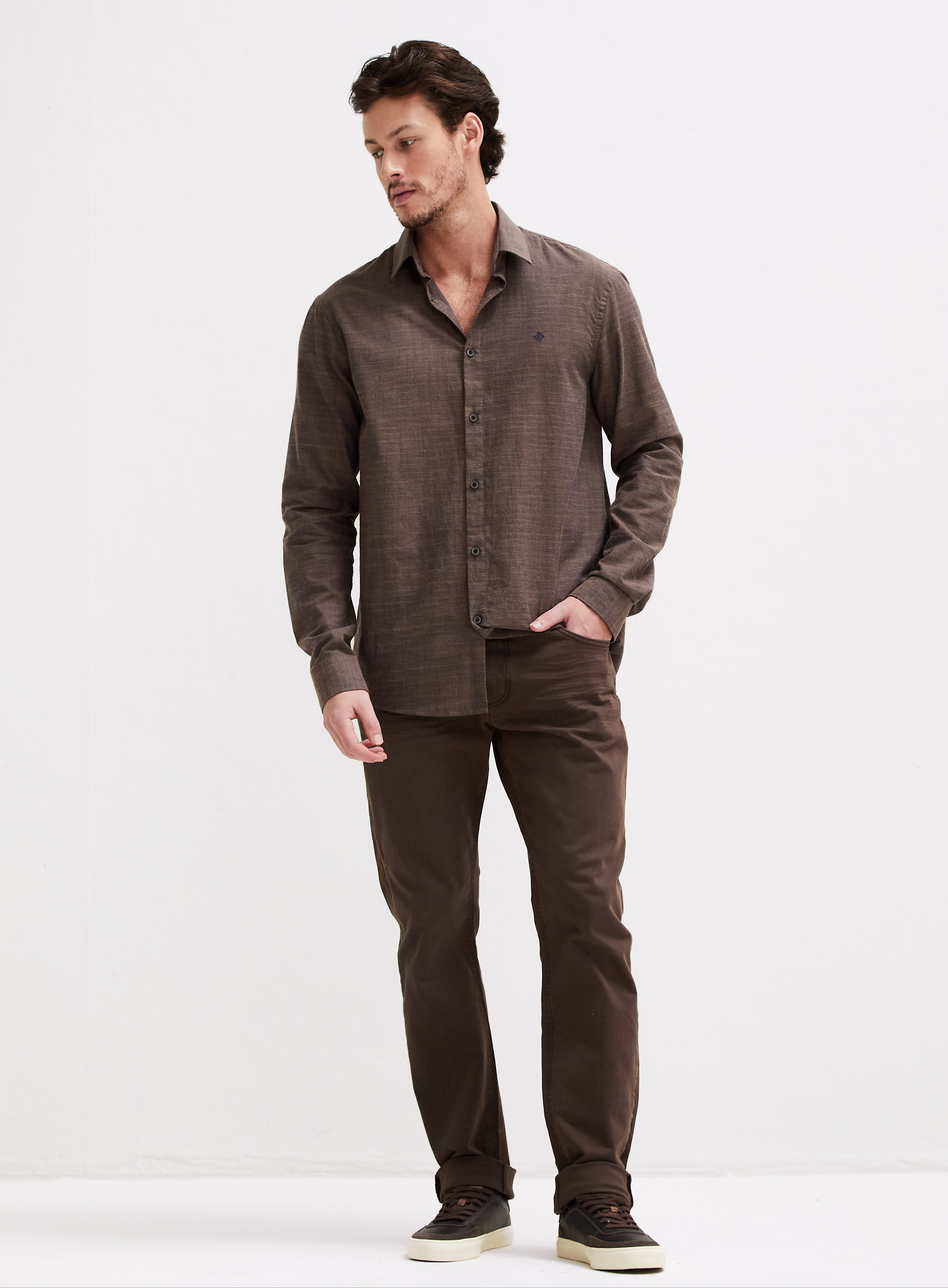 CAMISA RELAX GG MARROM/AZUL