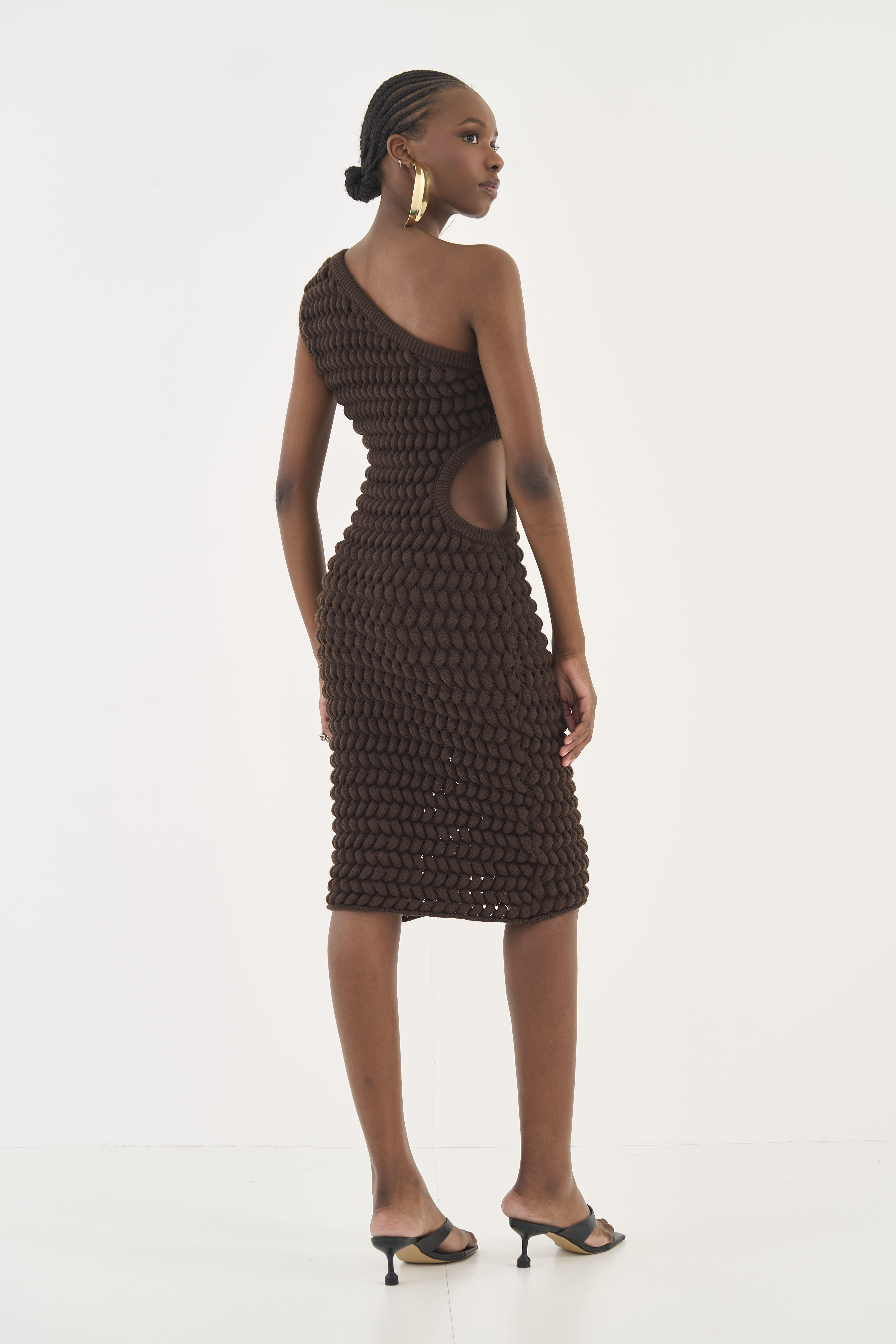 VESTIDO TRICÔ M MARROM NOBUCK