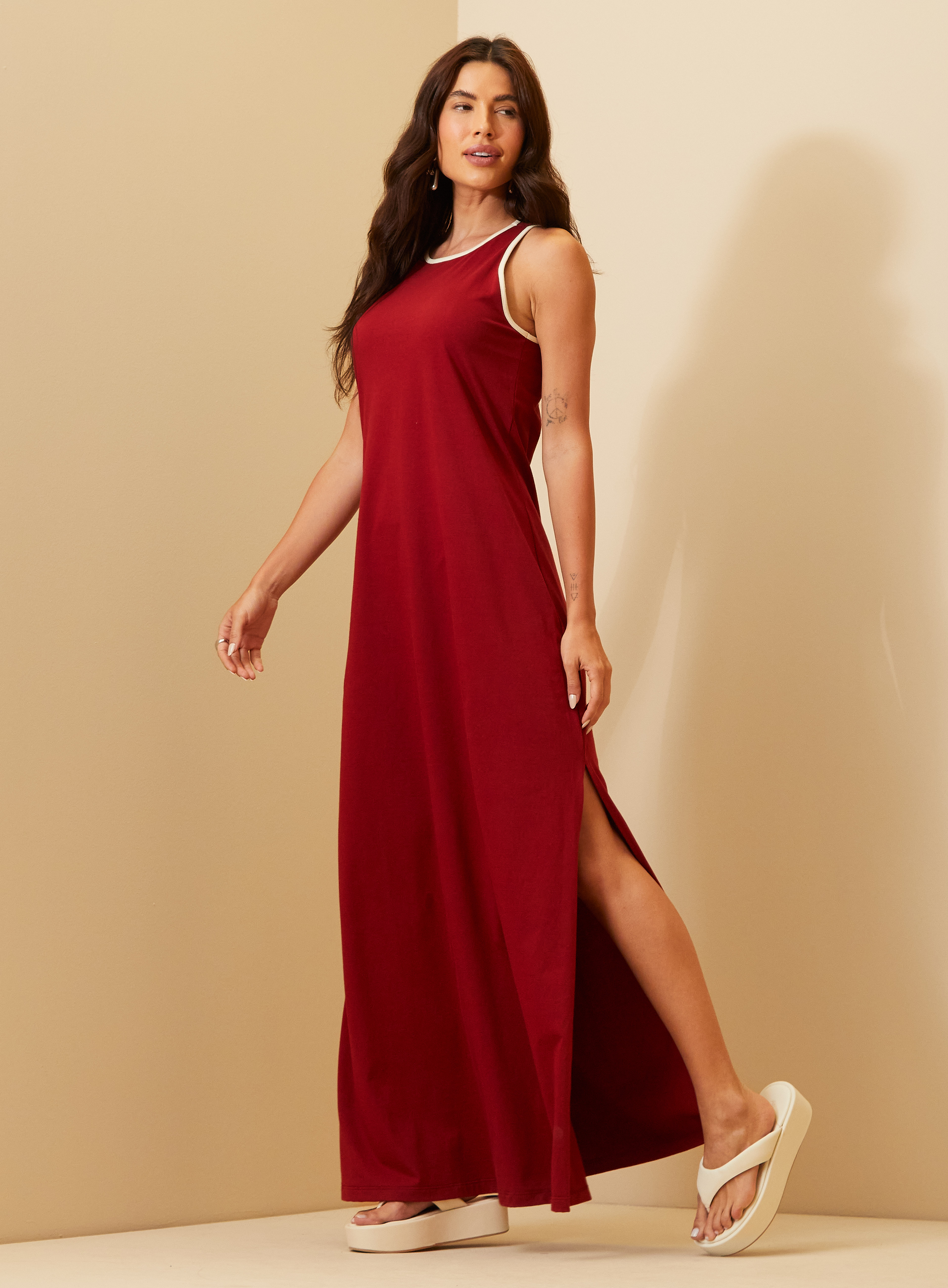 VESTIDO TRITON G VERMELHO/BEGE