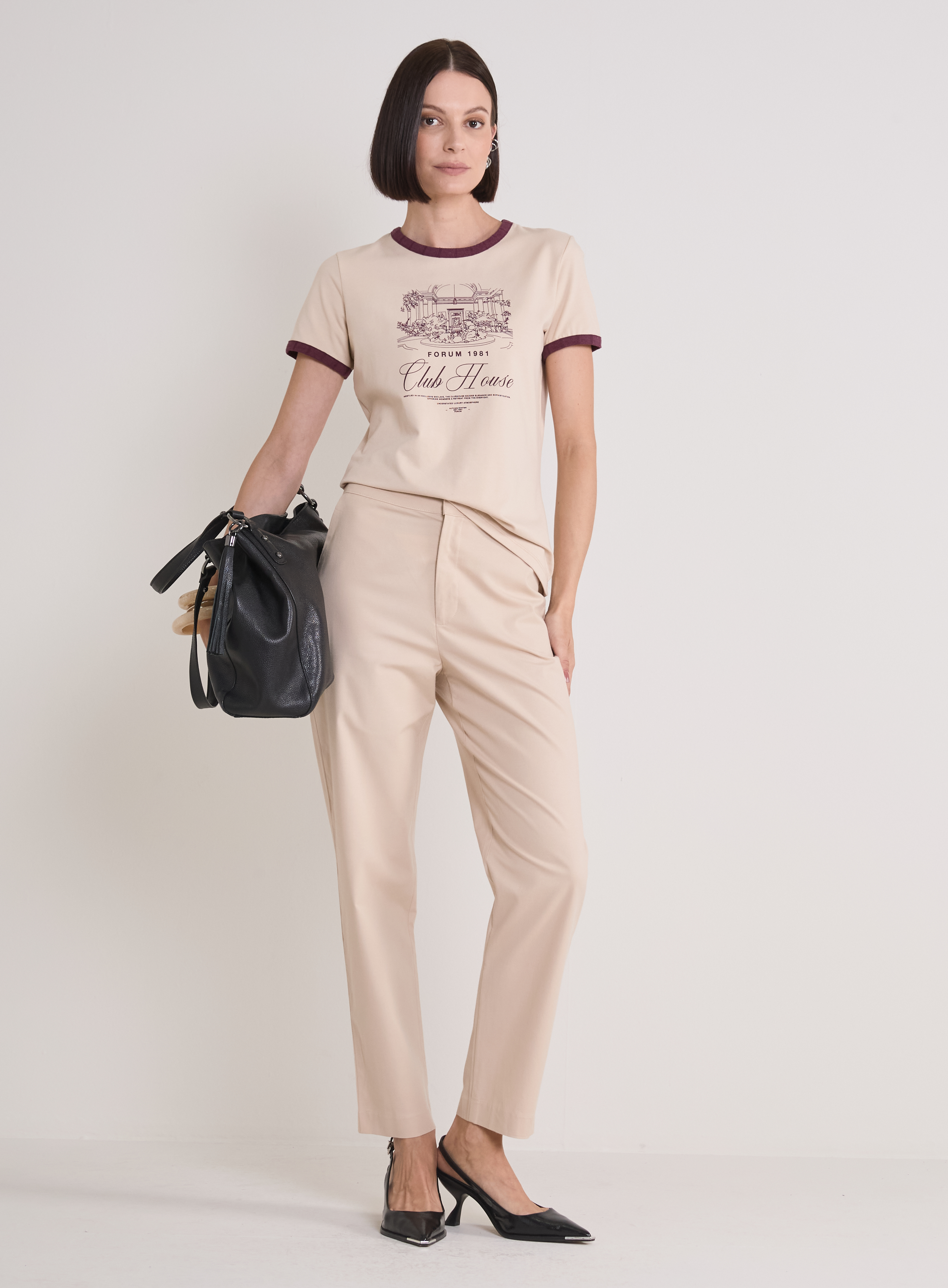 CAMISETA FORUM P BEGE/BORDO