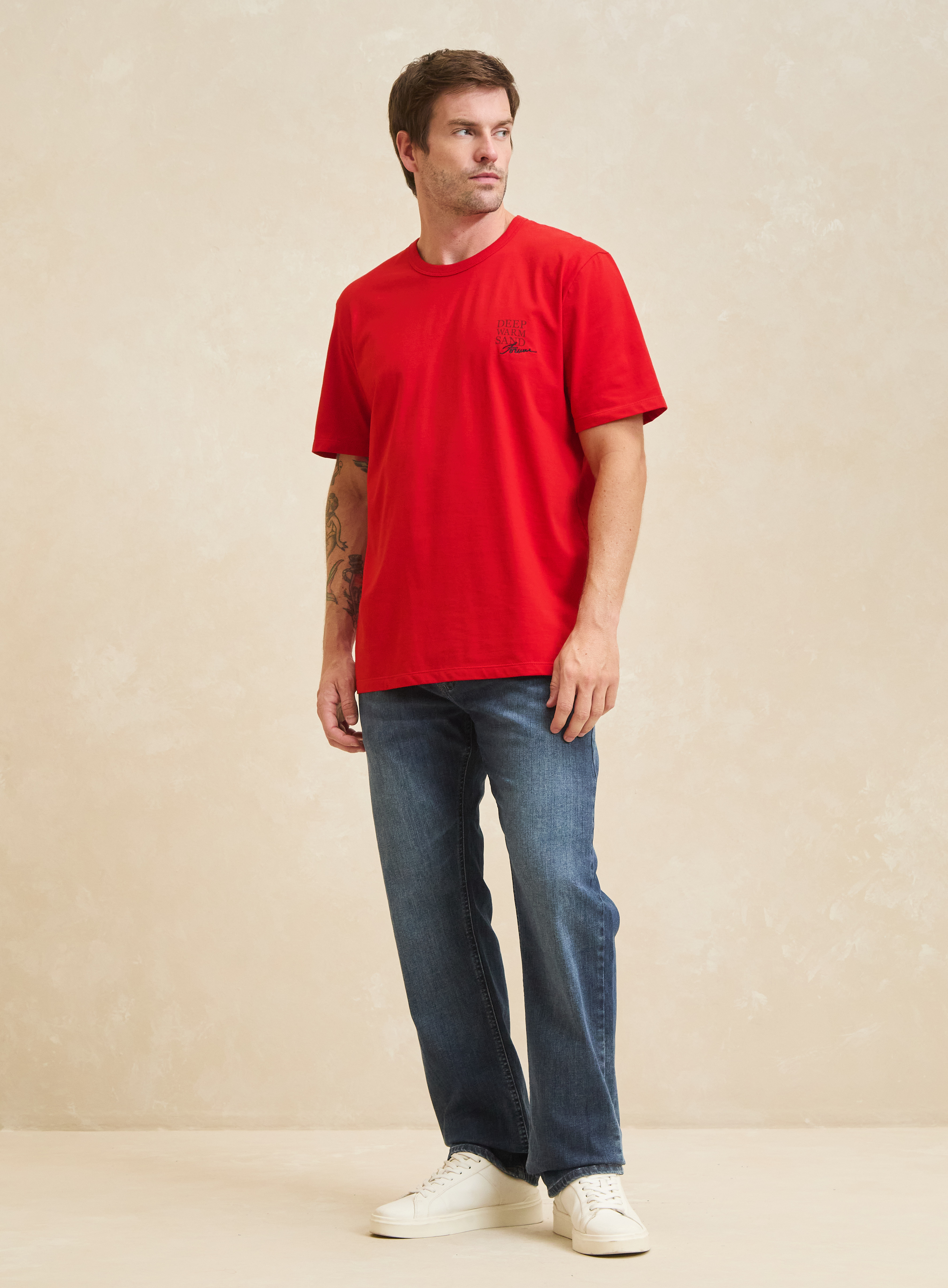 CAMISETA ESTAMPADA E BORDADA GG VERMELHO SPARKL