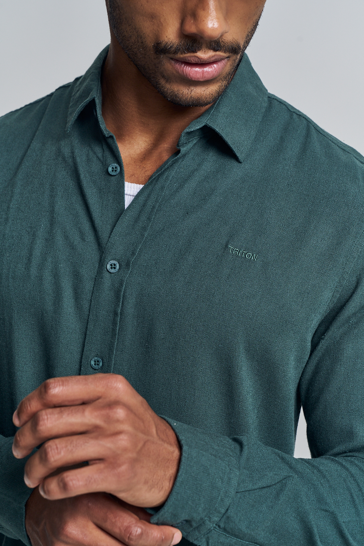 CAMISA LINHO CASUAL M VERDE ALBERO