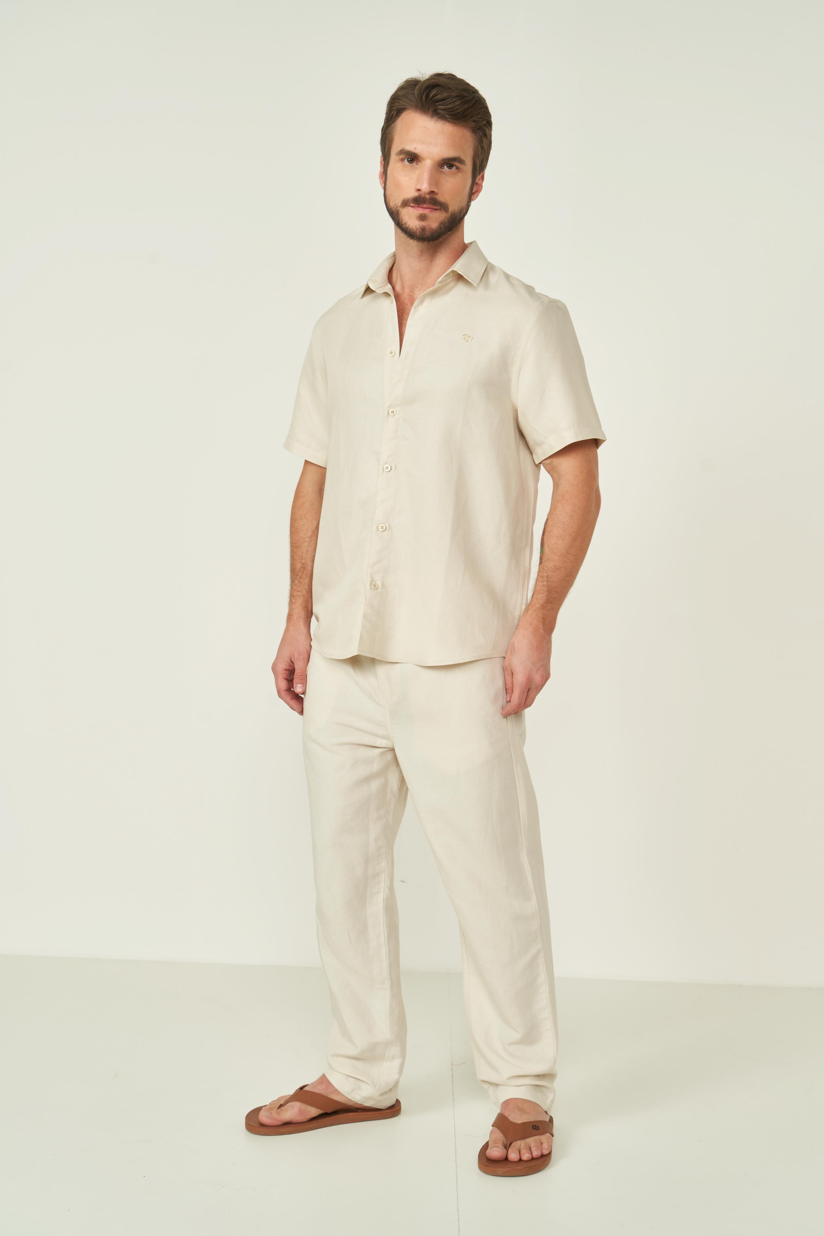 CALÇA LINHO G BEGE TAUPE