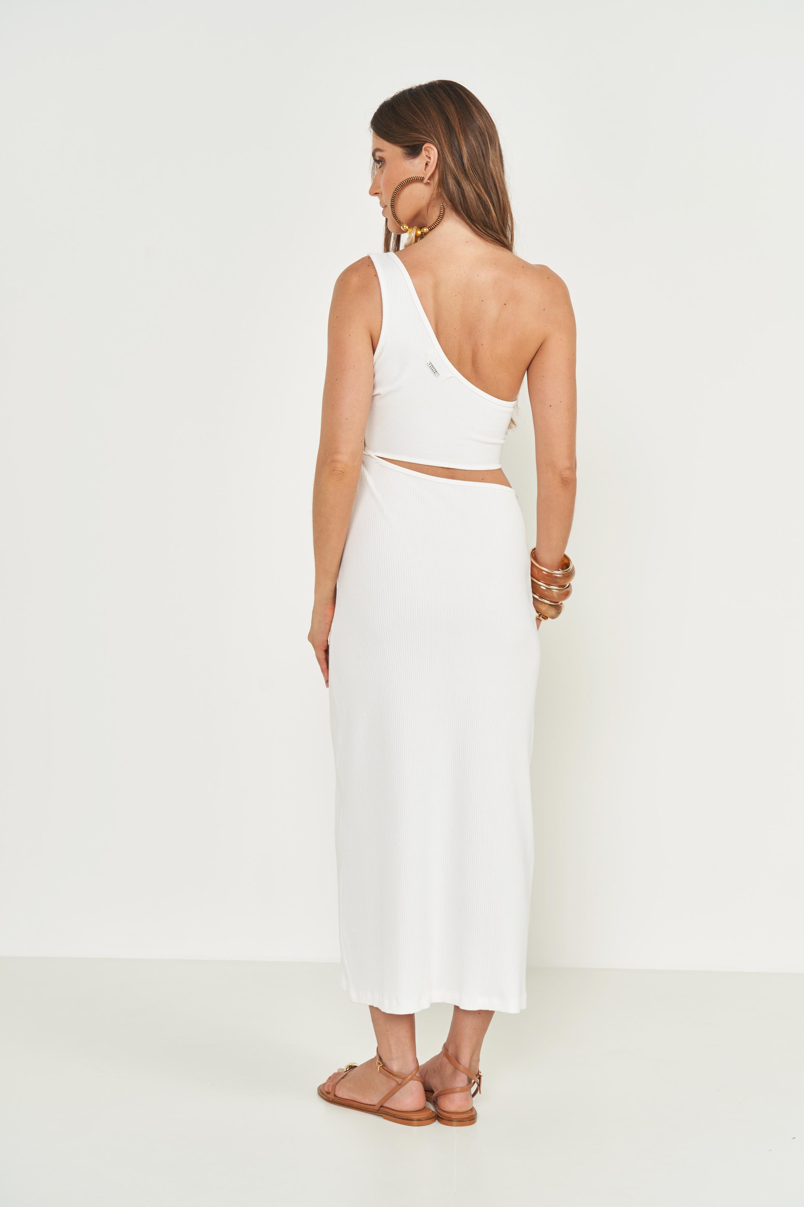 VESTIDO CANELADO M OFF SHELL