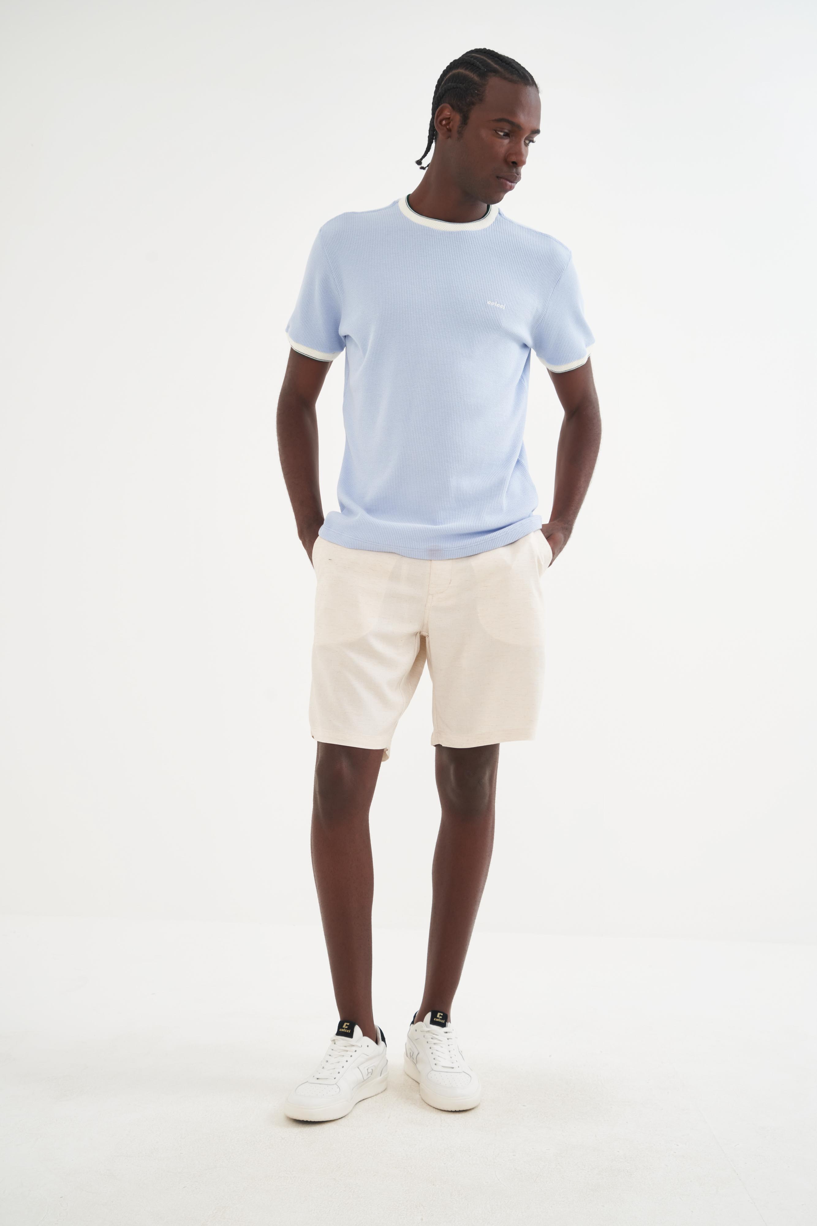 BERMUDA LINHO 38 BEGE TAUPE