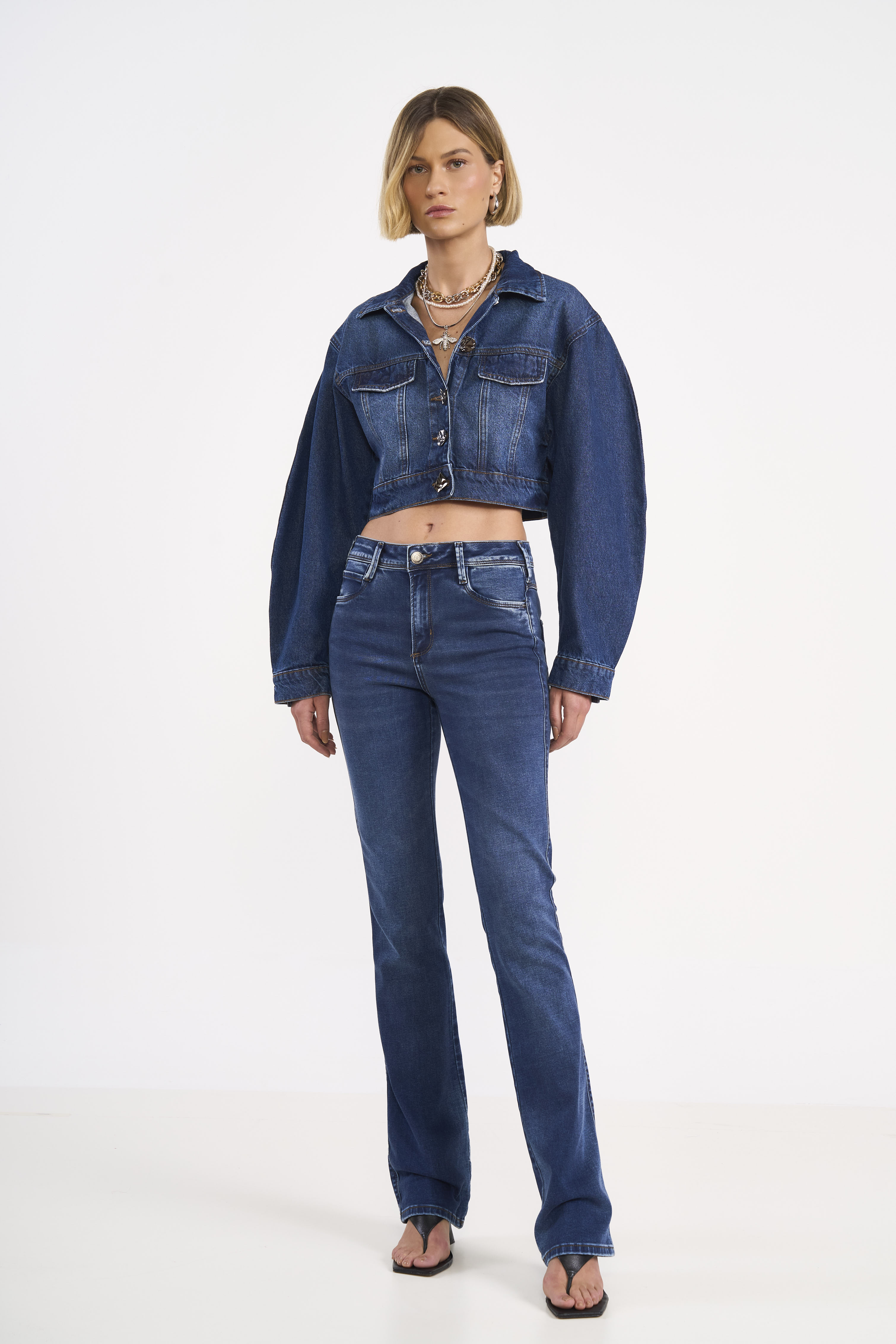 CALÇA JEANS BIA RETA 44 INDIGO