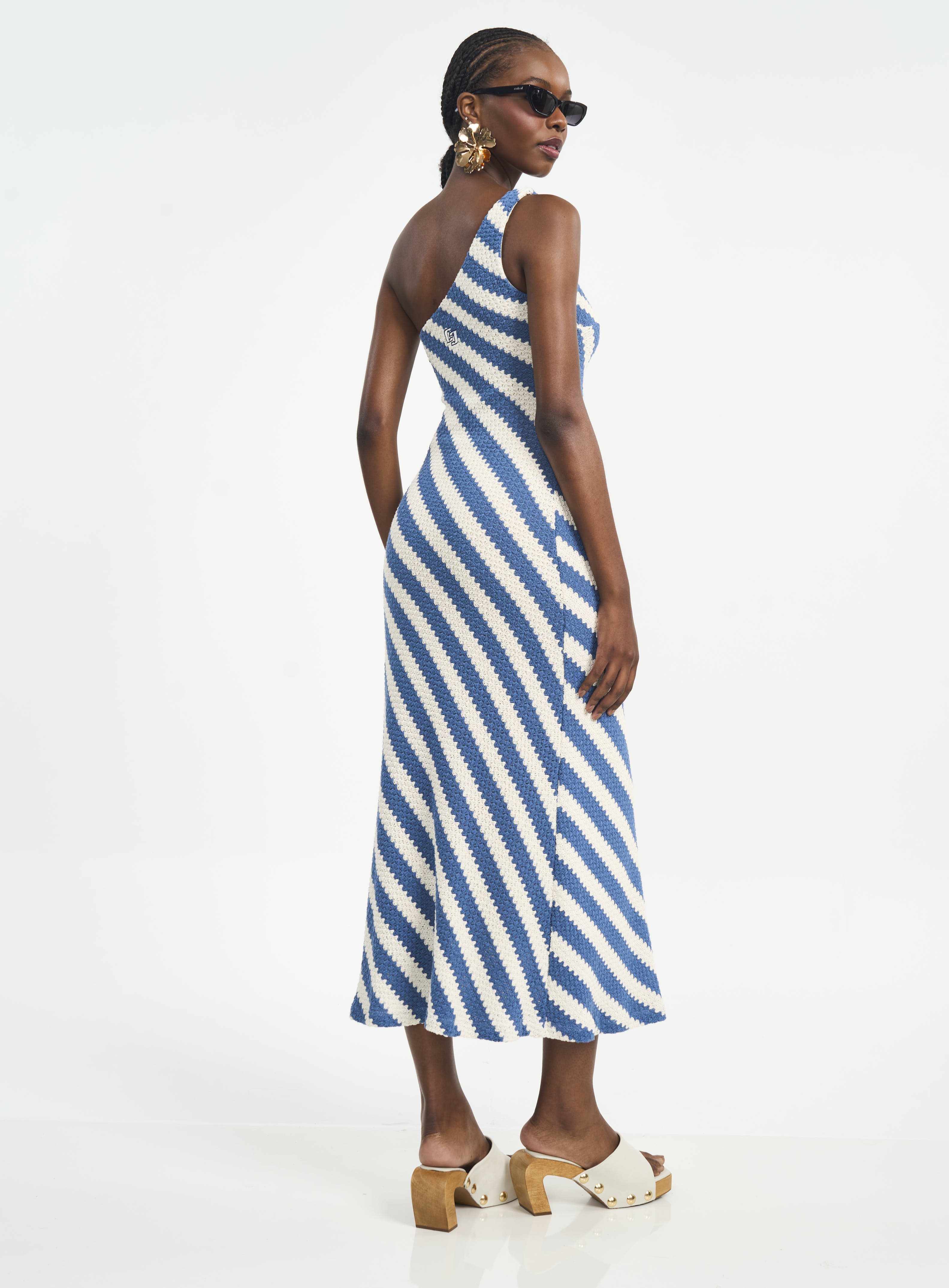 VESTIDO LISTRADO G BEGE/MARINHO