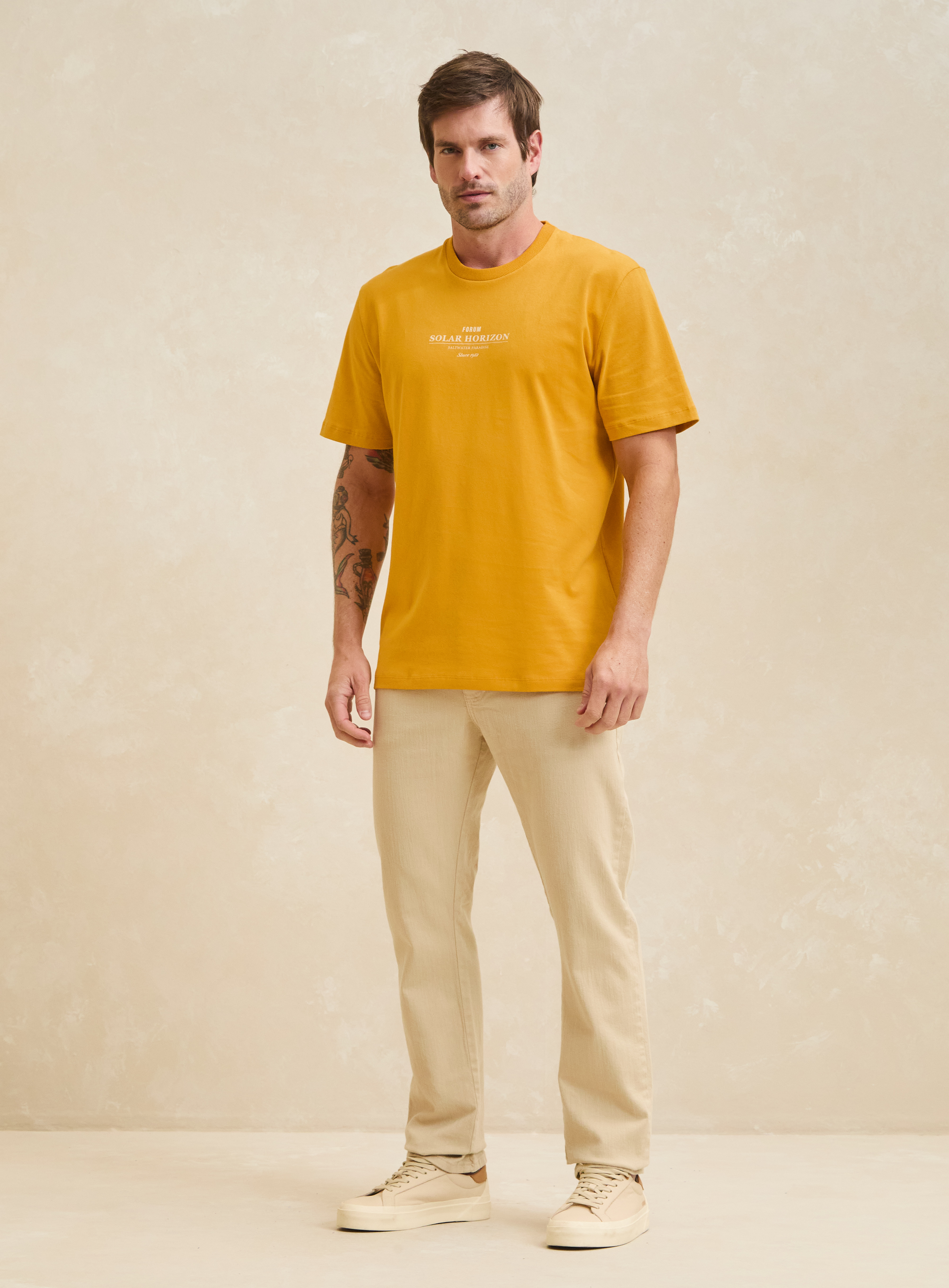CALÇA SARJA PAUL SLIM 38 BEGE DAISY