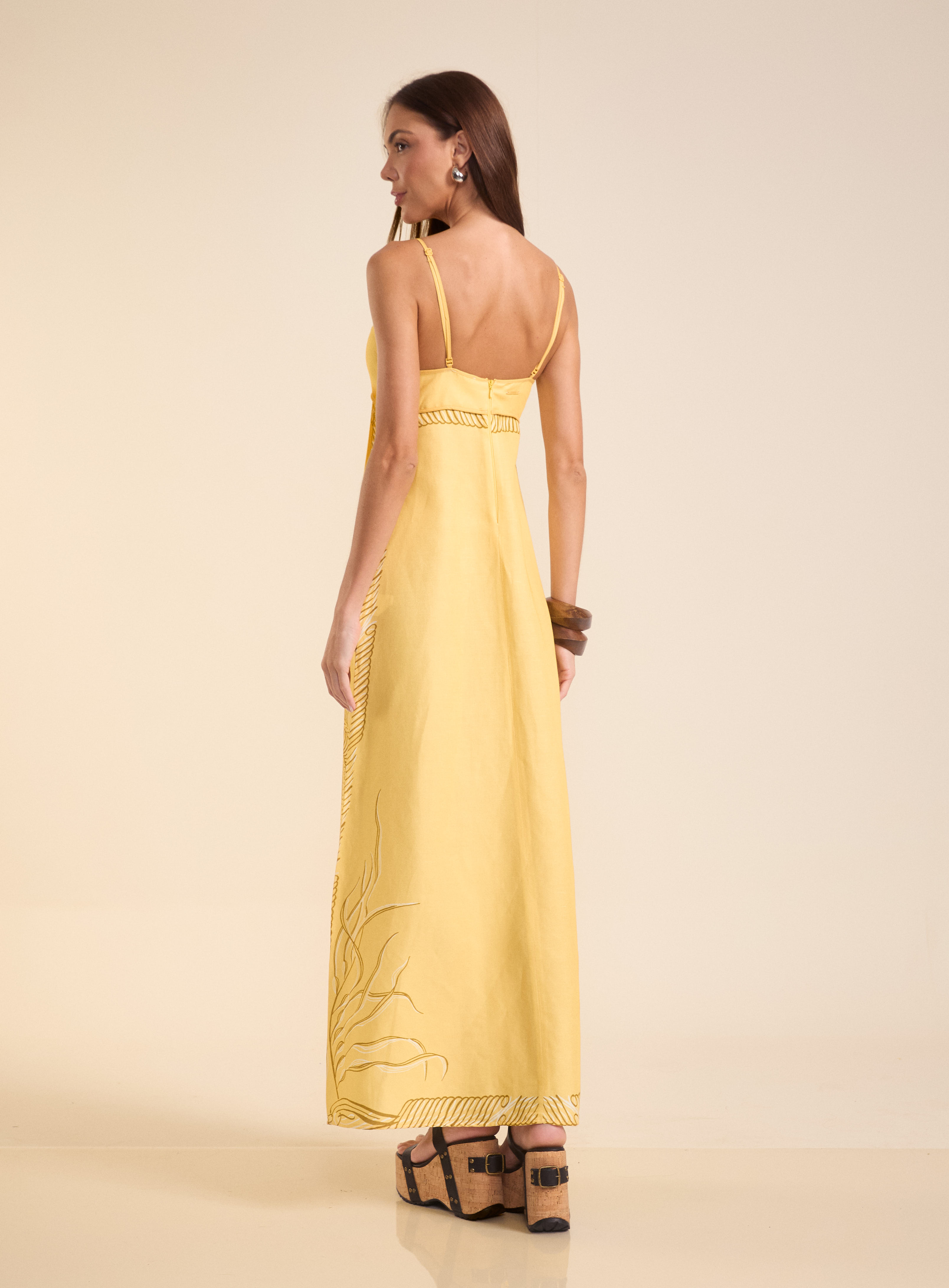 VESTIDO LINHO ESTAMPADO G MARE SOLAR