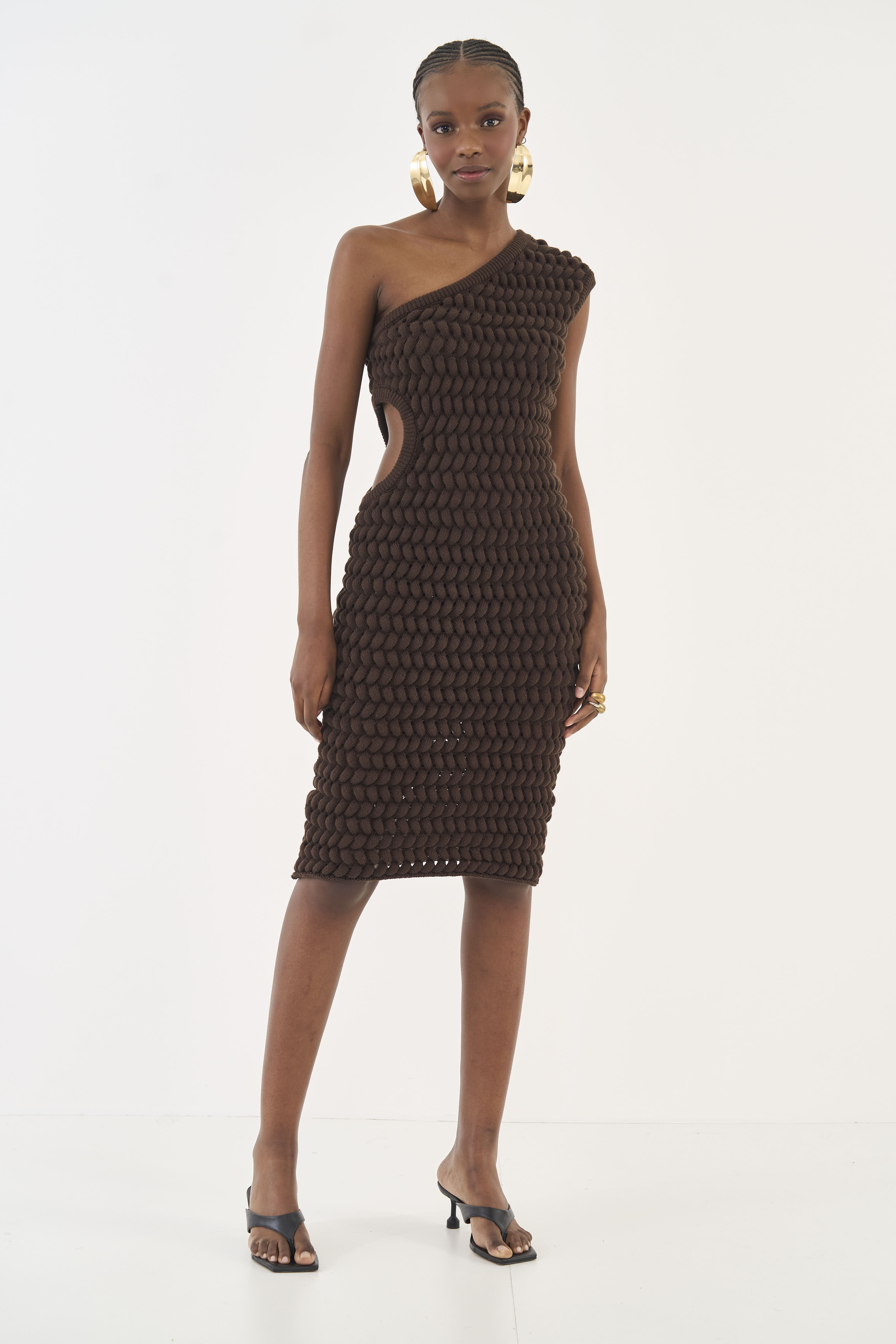 VESTIDO TRICÔ M MARROM NOBUCK