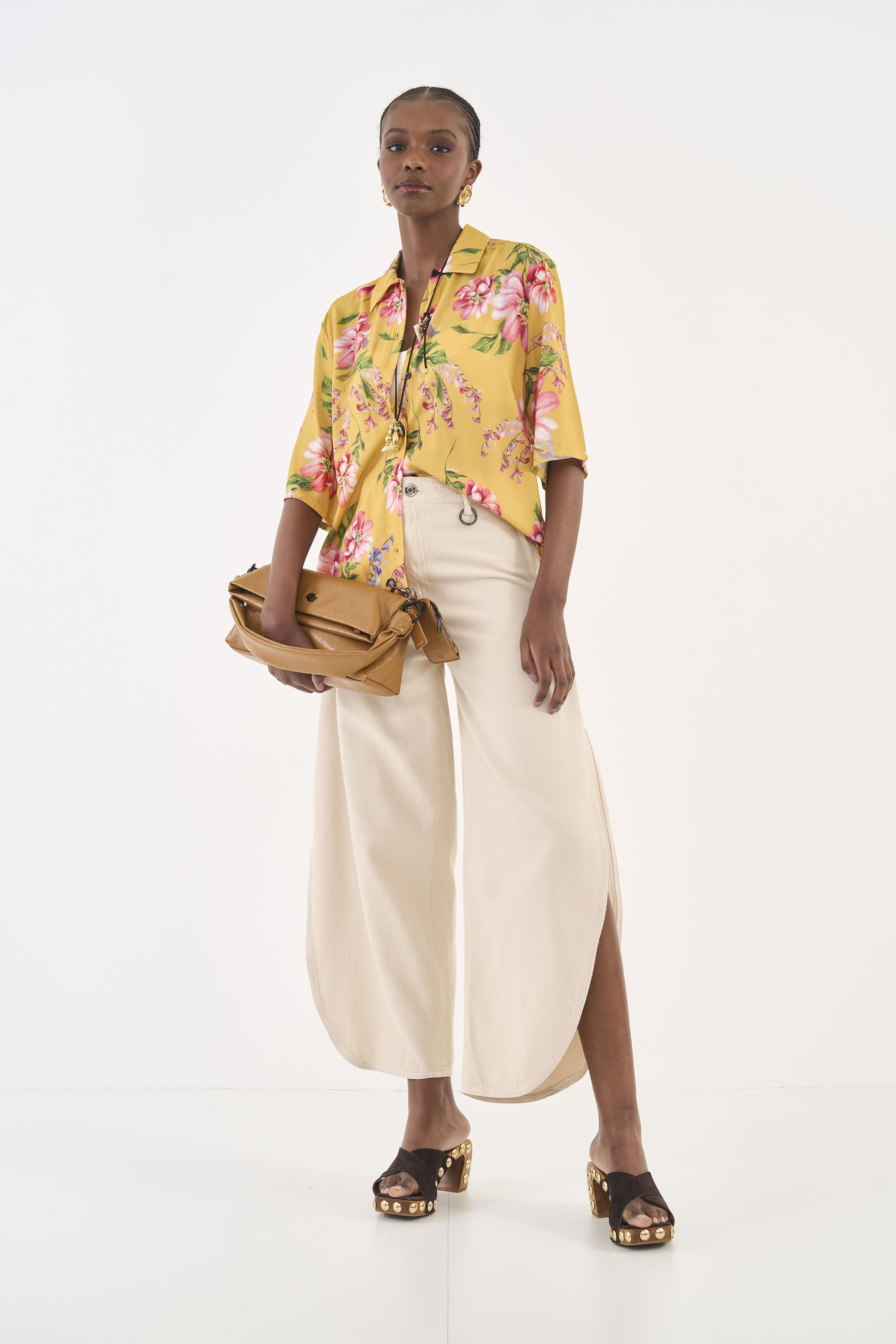CALÇA SARJA JOANA 40 BEGE TAUPE