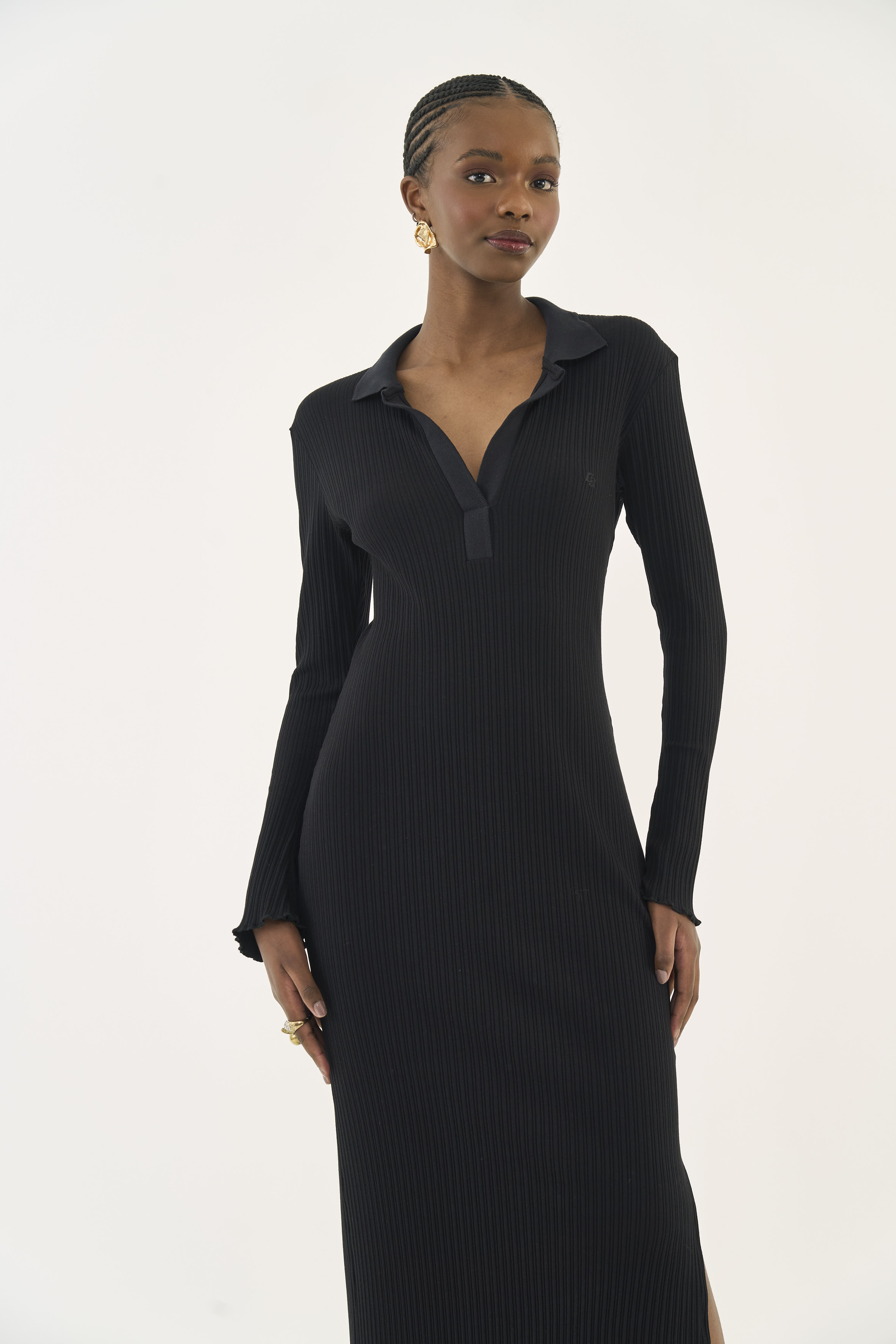 VESTIDO CANELADO G PRETO