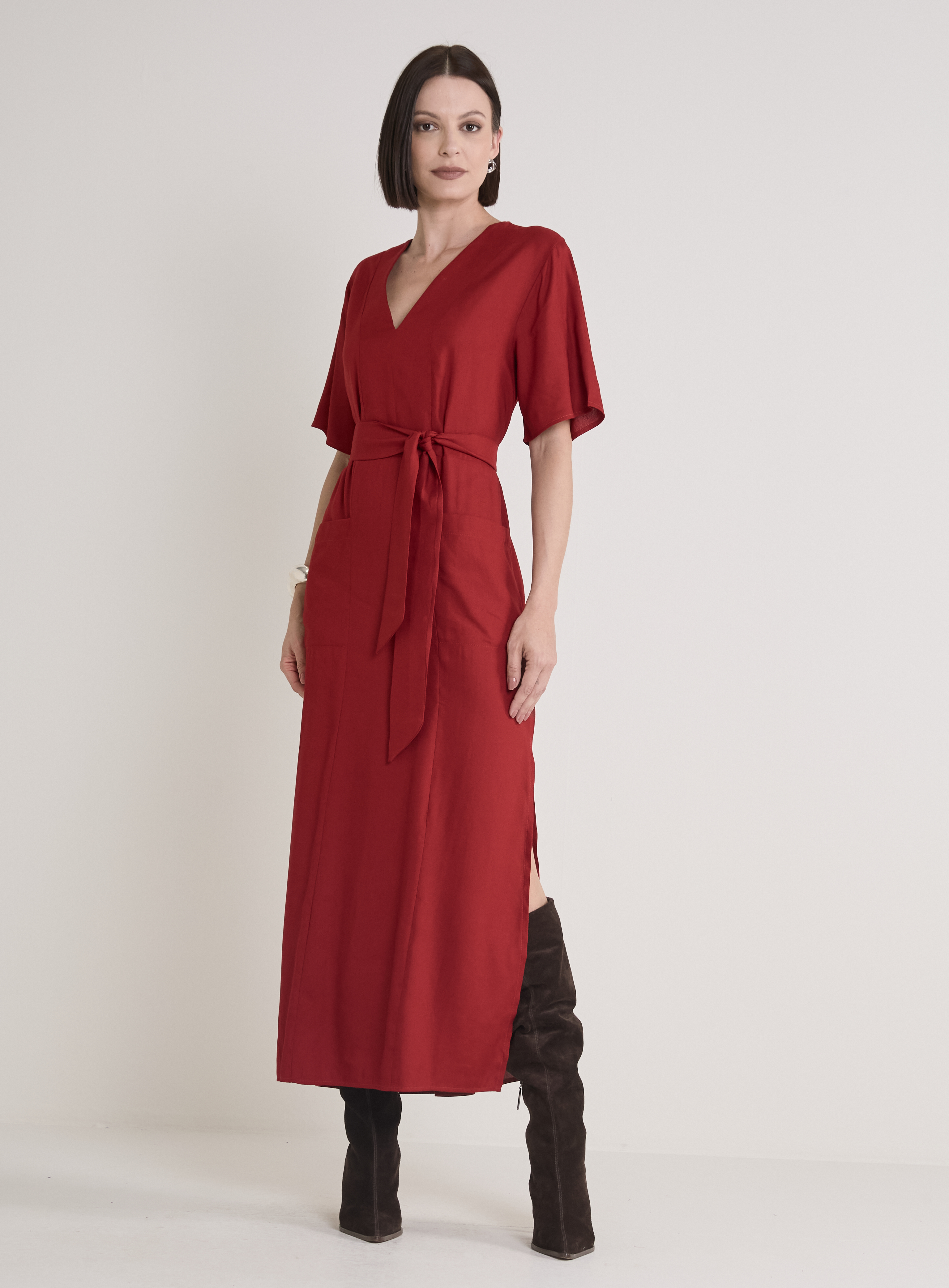 VESTIDO LINHO P VERMELHO VIN RO