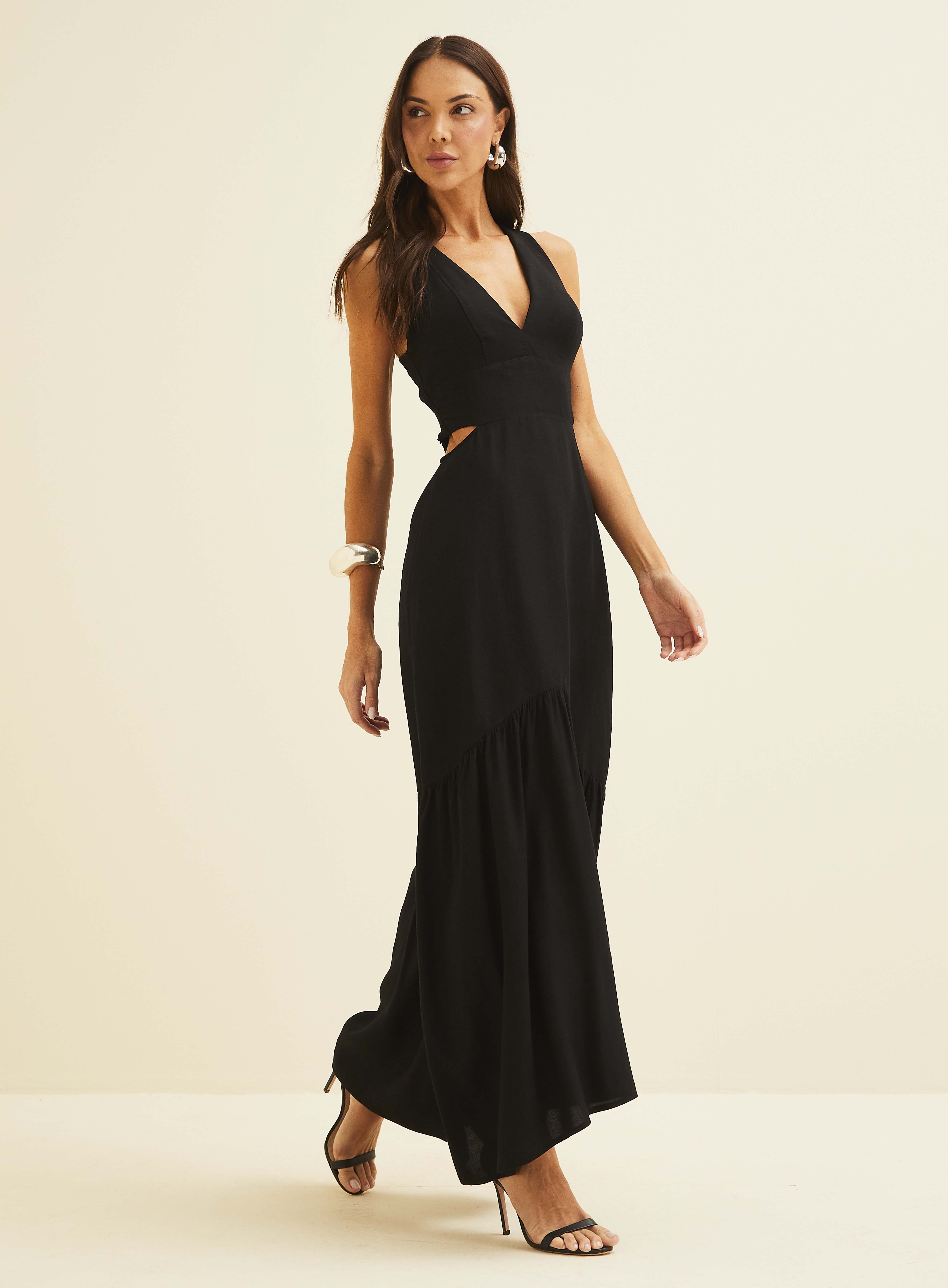 VESTIDO LINHO P PRETO