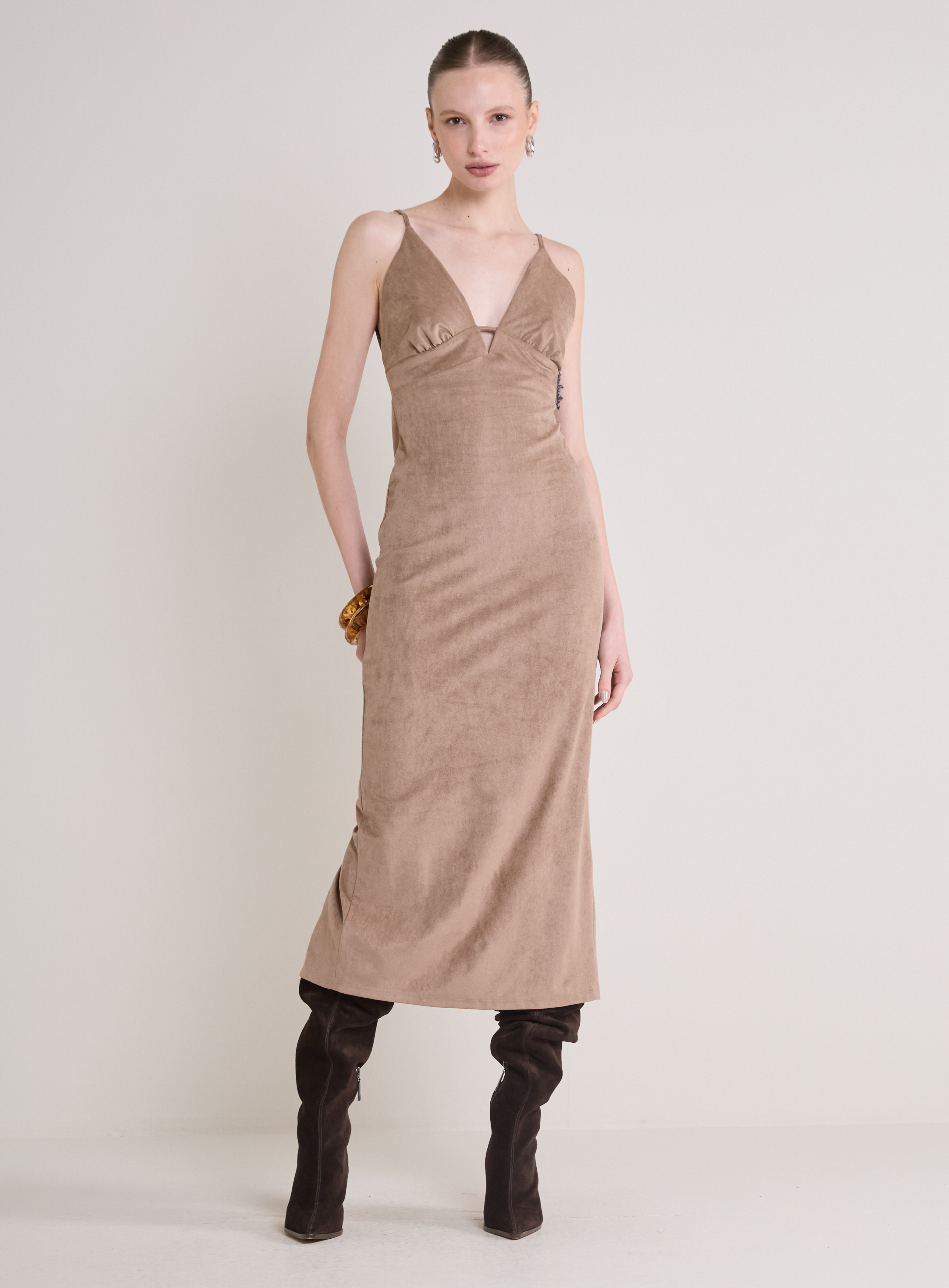 VESTIDO SUEDE G MARROM NOZ MOSC