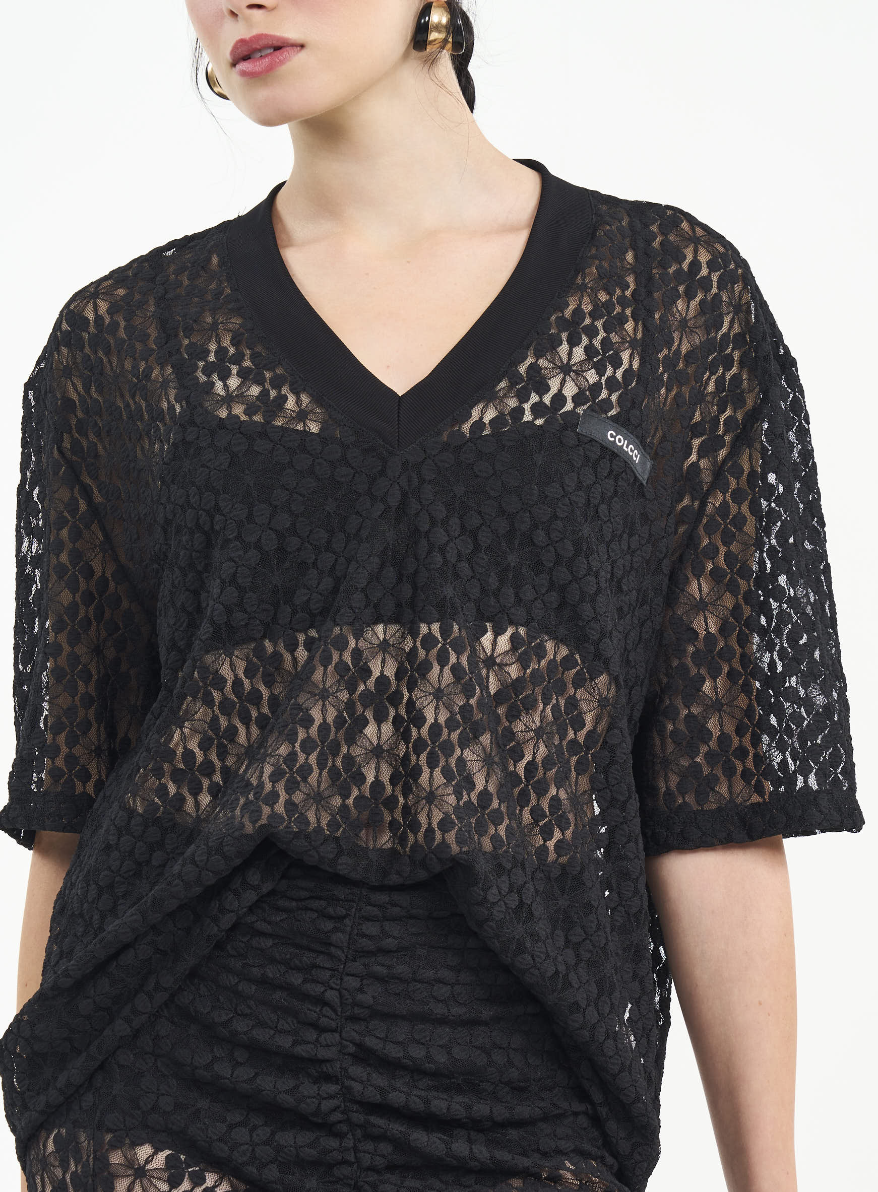 CAMISETA RENDA P PRETO