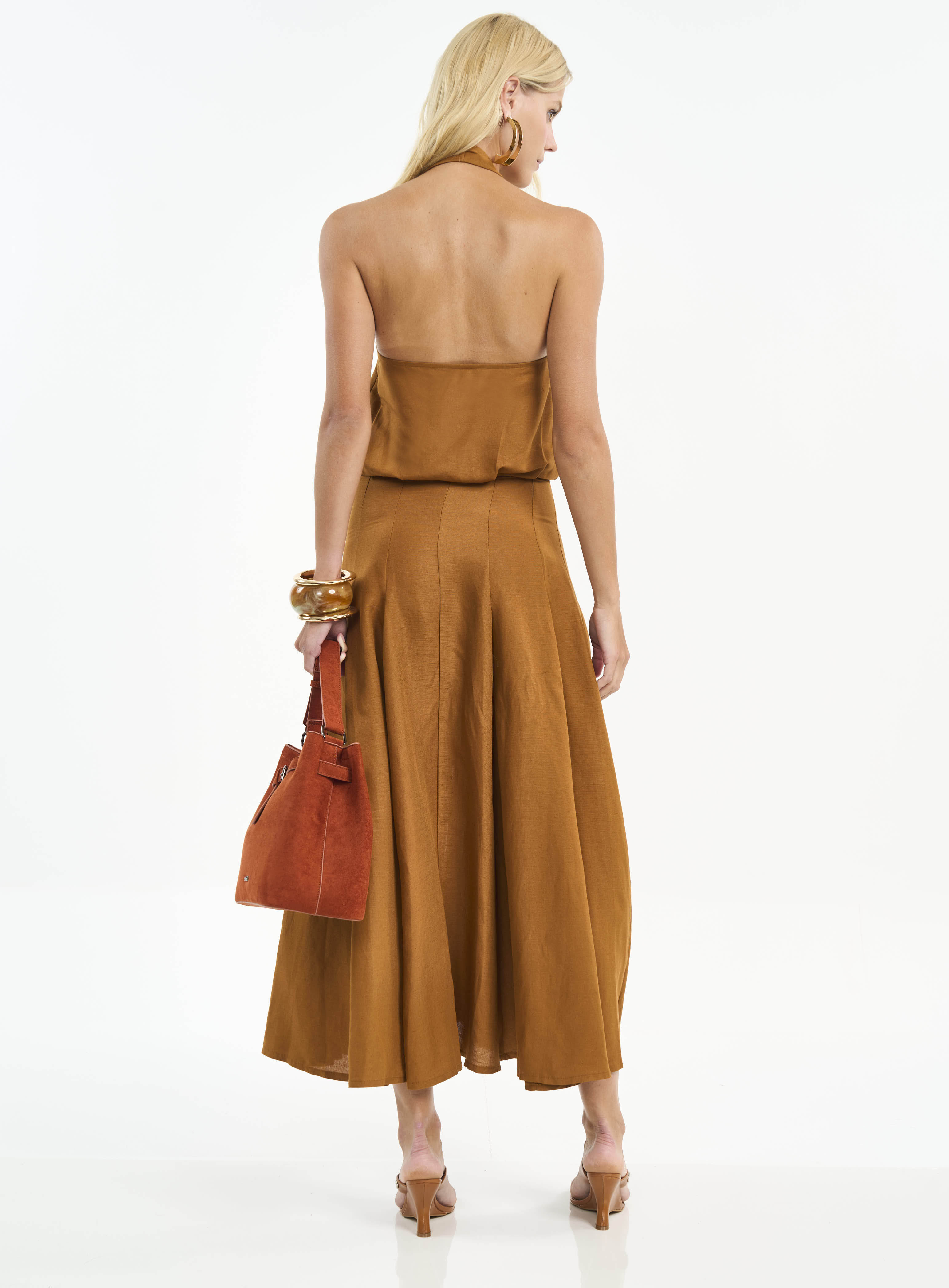 VESTIDO LINHO G MARROM DROME