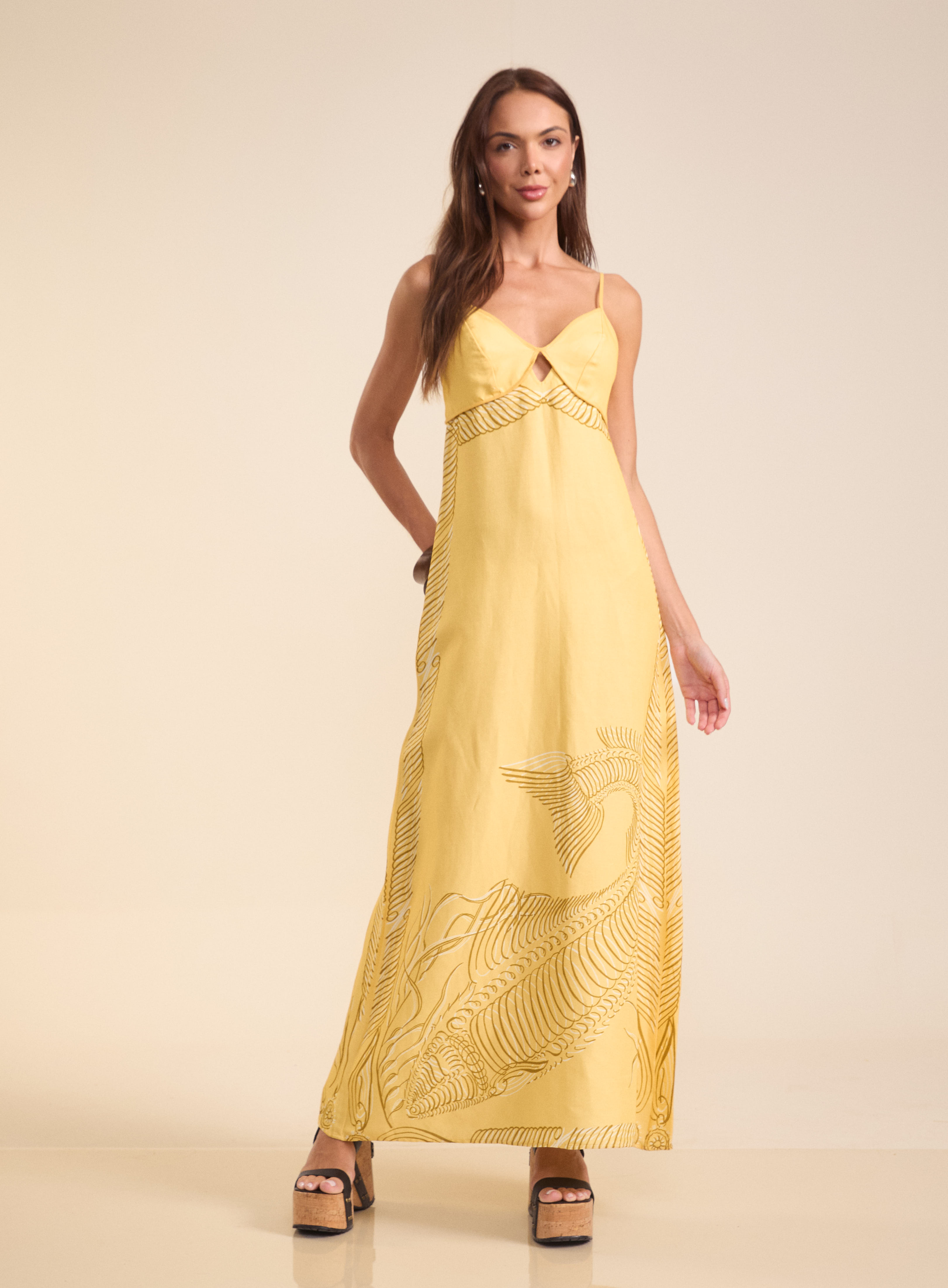 VESTIDO LINHO ESTAMPADO G MARE SOLAR