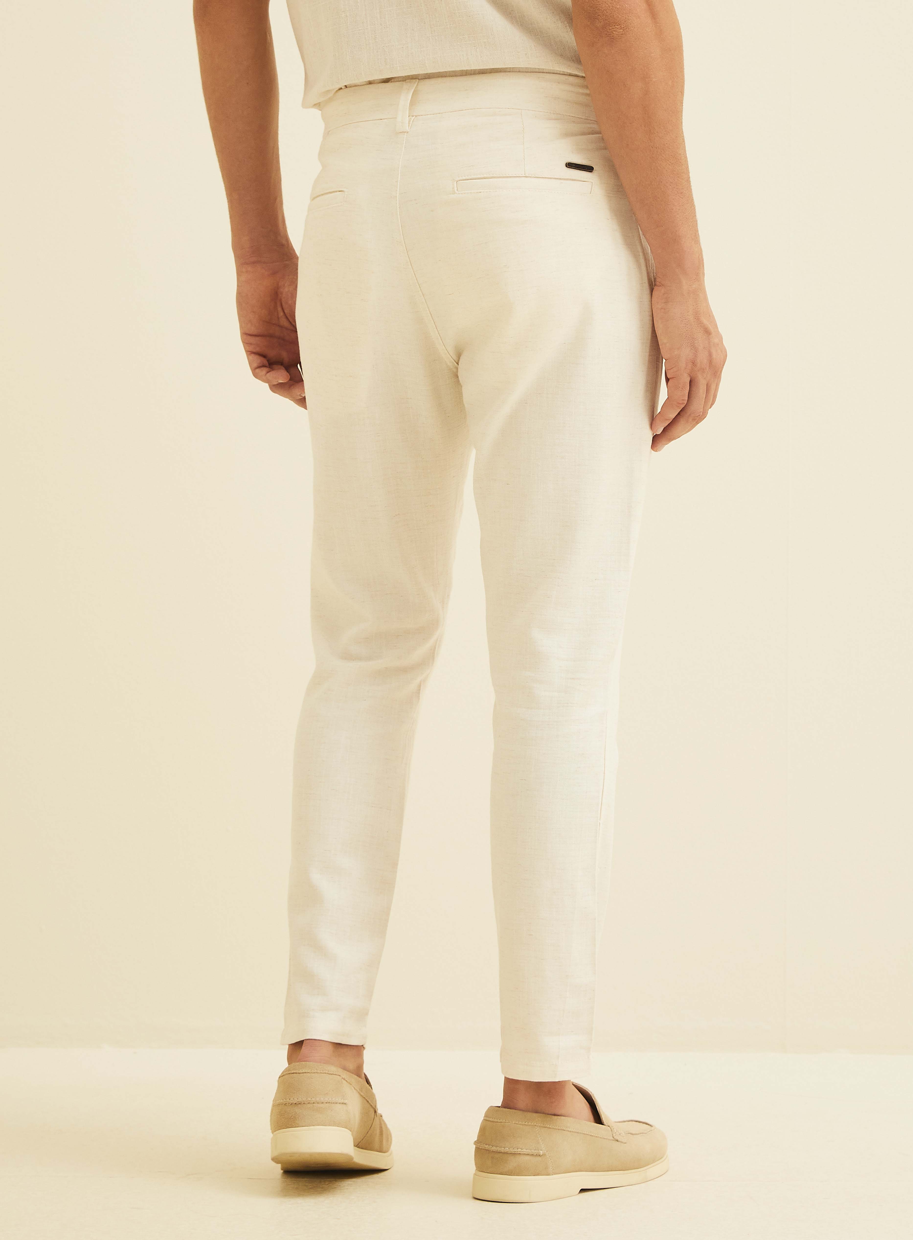 CALÇA LINHO 42 BEGE AFFOGATO