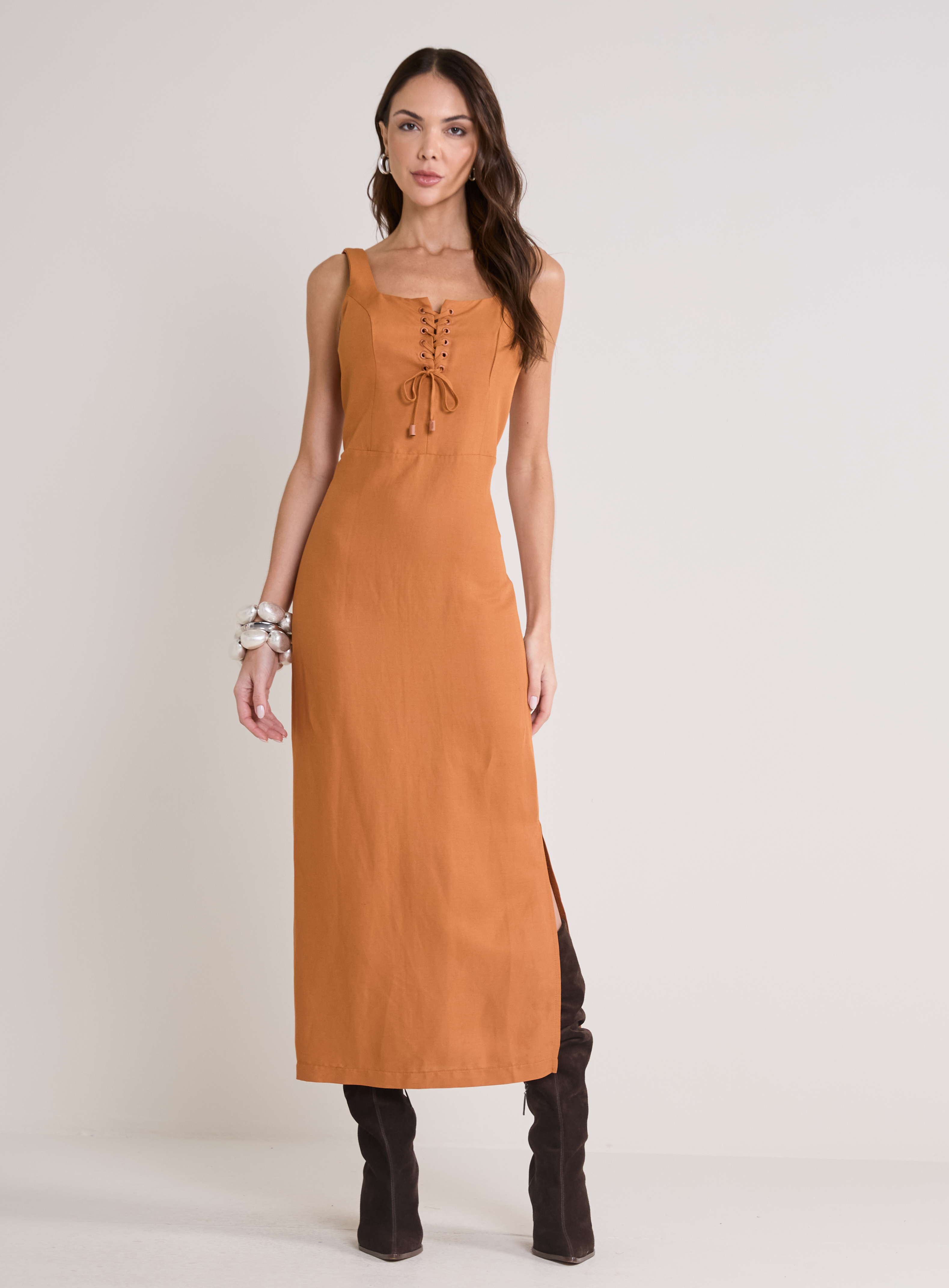 VESTIDO LINHO G BEGE CAMILO