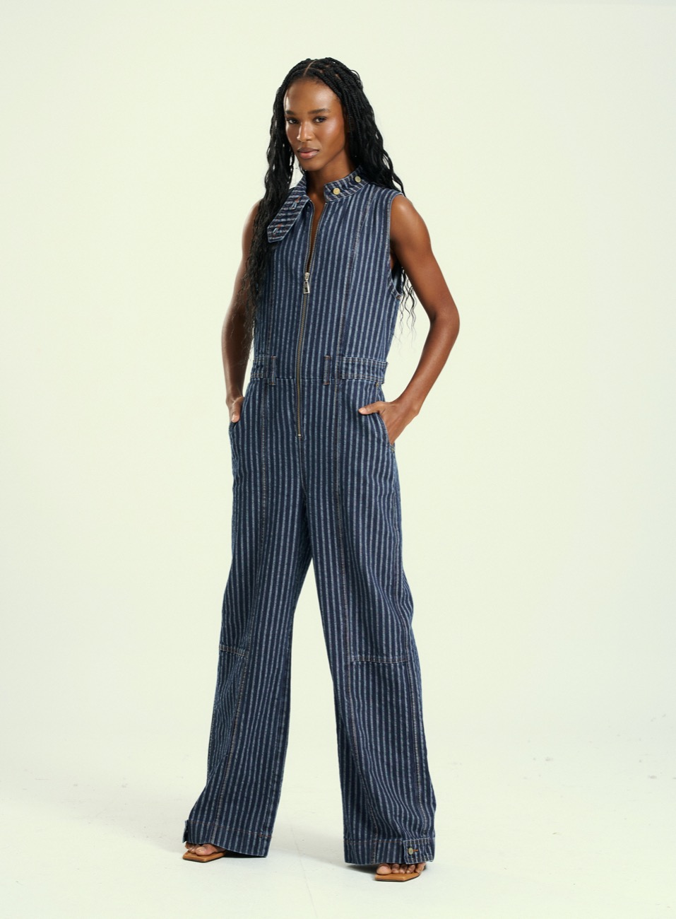 MACACÃO JEANS GG LISTRADO