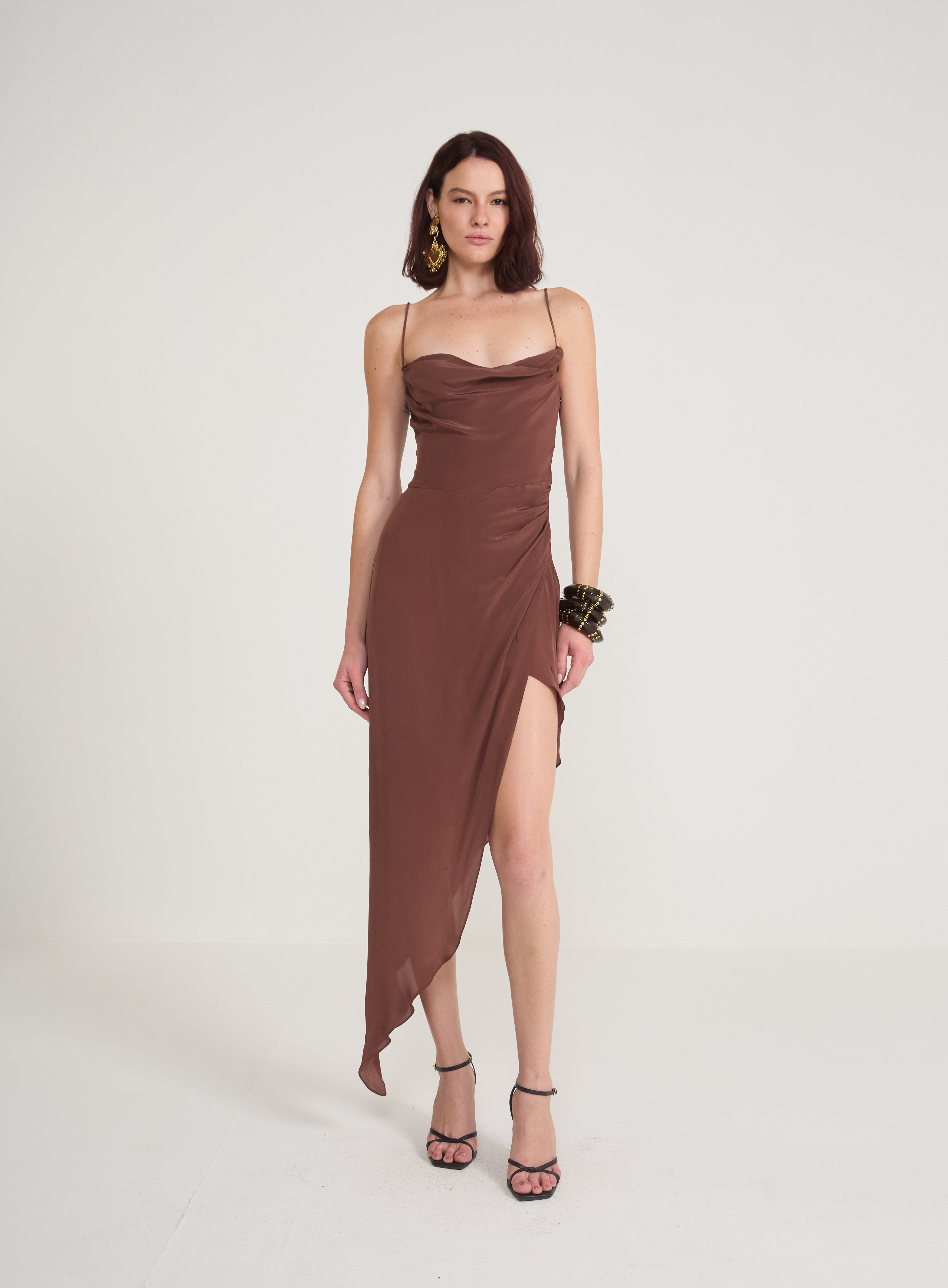 VESTIDO COLCCI G MARROM BEATEN BROWN