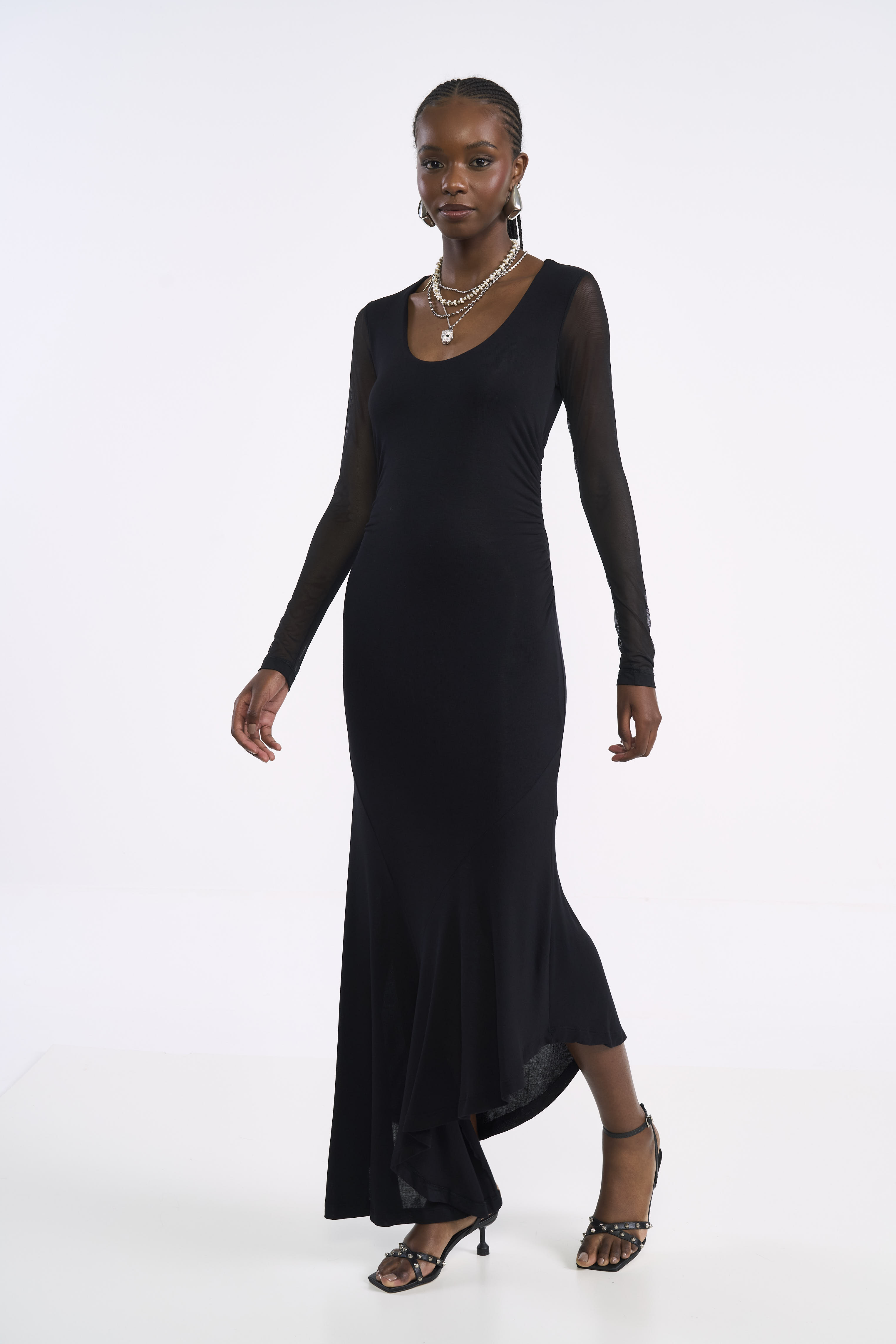 VESTIDO DETALHE TULE P PRETO