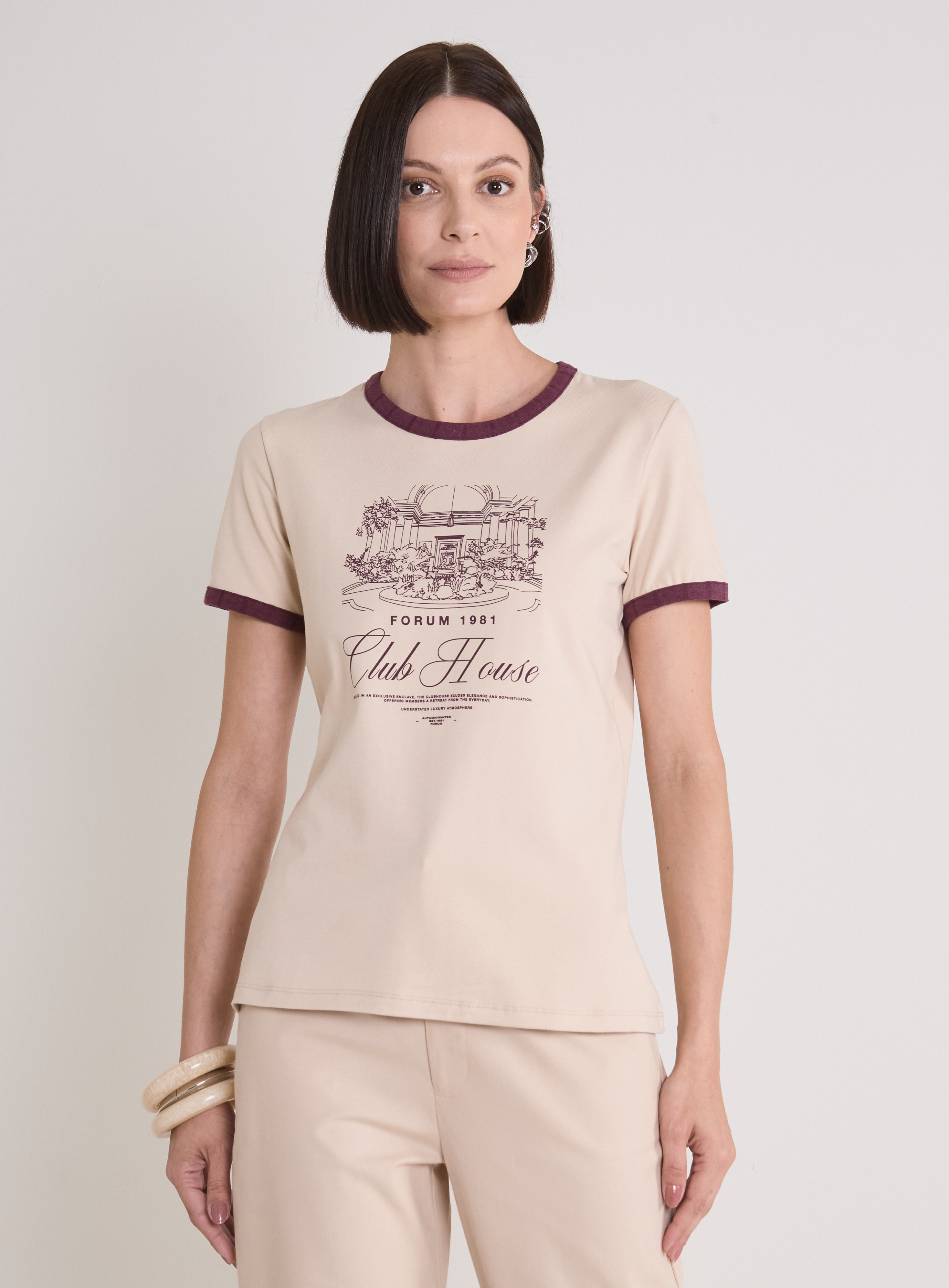 CAMISETA FORUM P BEGE/BORDO