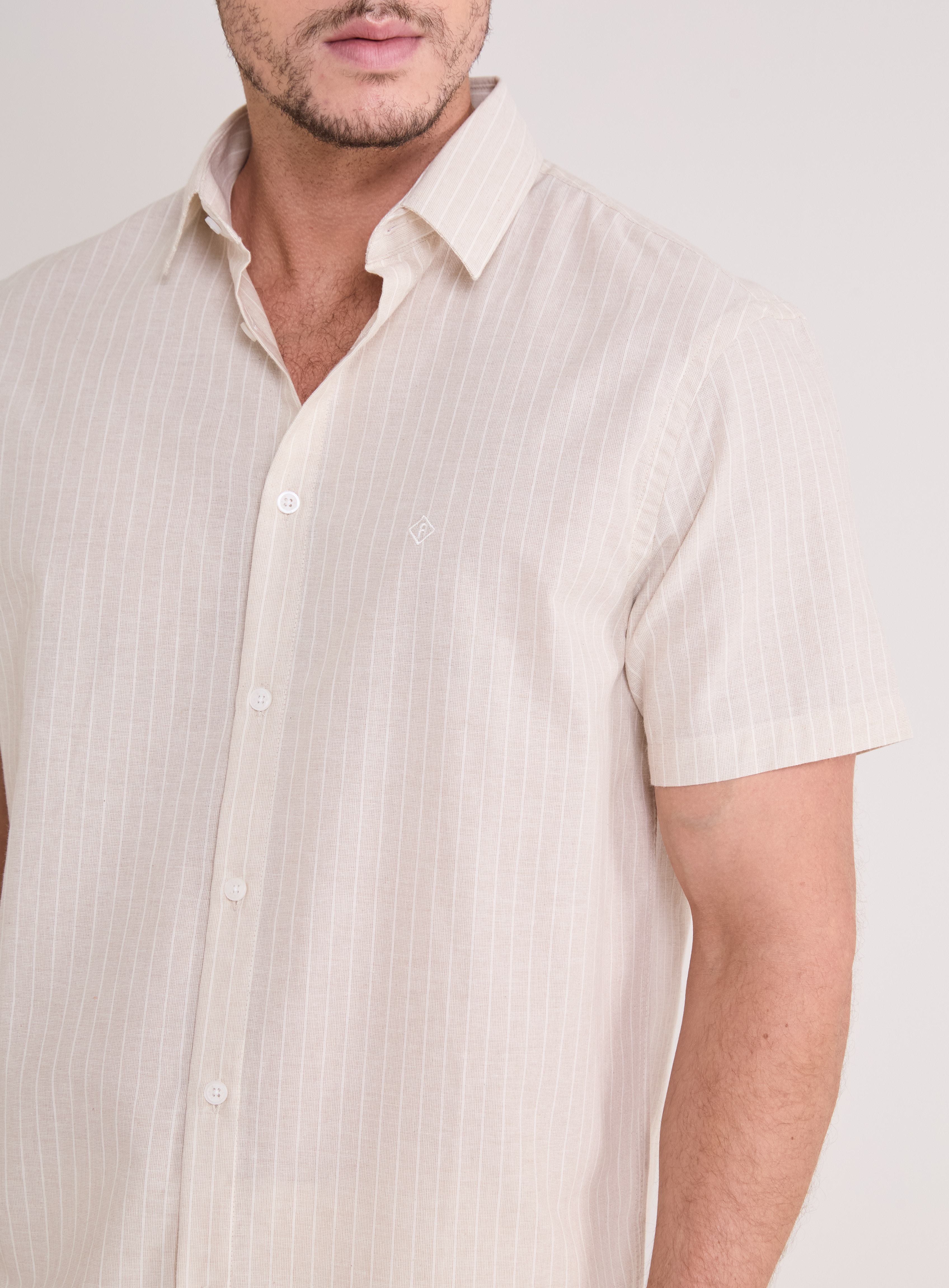 CAMISA LISTRADA RELAX GG LISTRADO BEGE