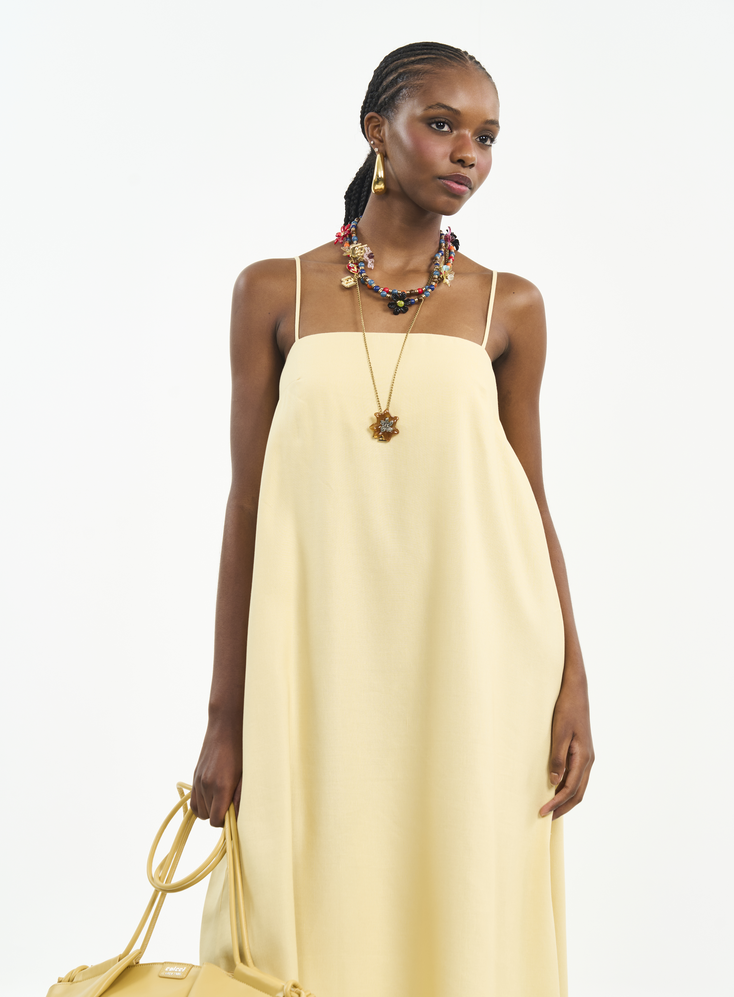 VESTIDO LINHO G AMARELO SOLENE