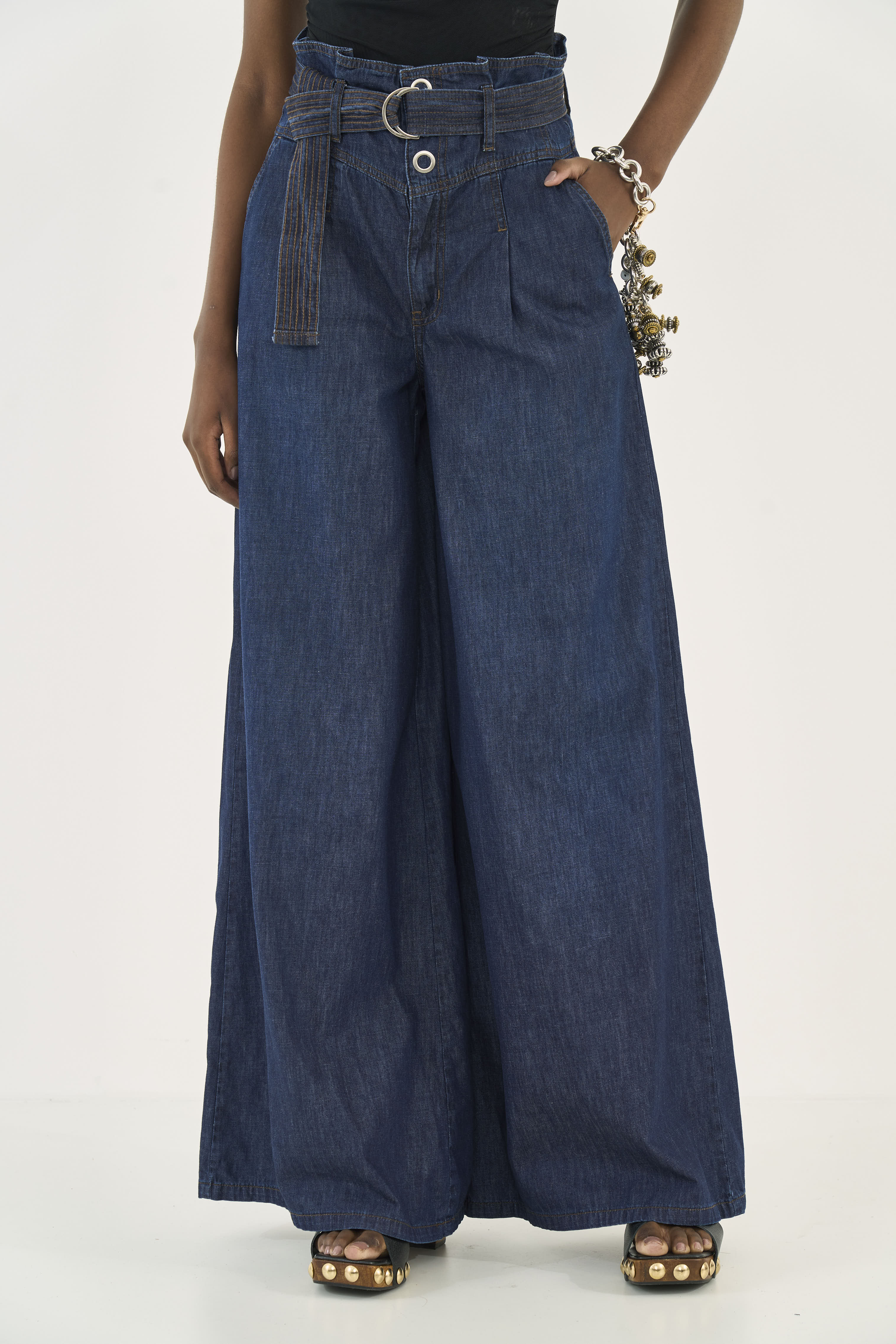CALÇA JEANS SILVIA COM CINTO 38 INDIGO