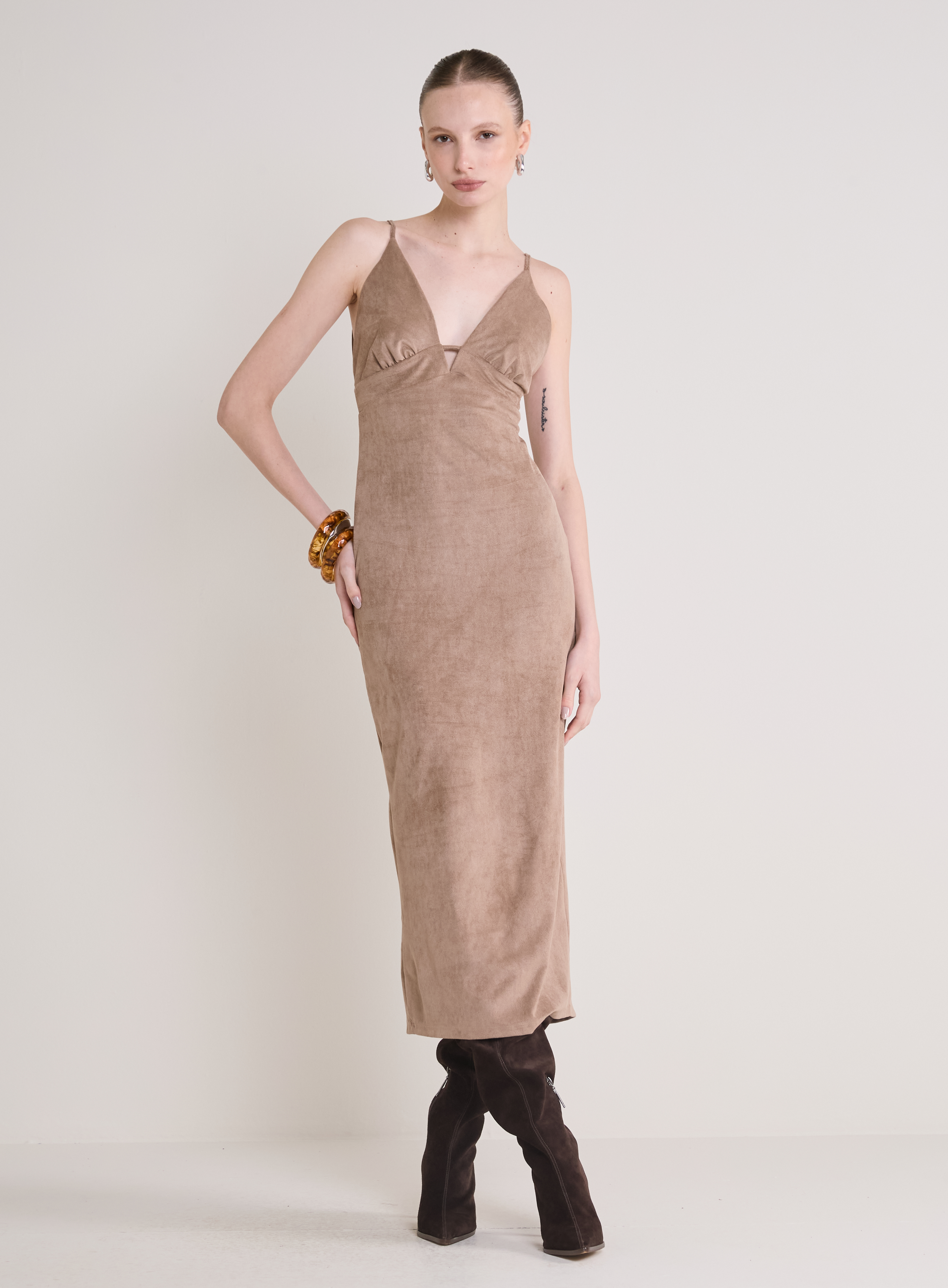 VESTIDO SUEDE G MARROM NOZ MOSC