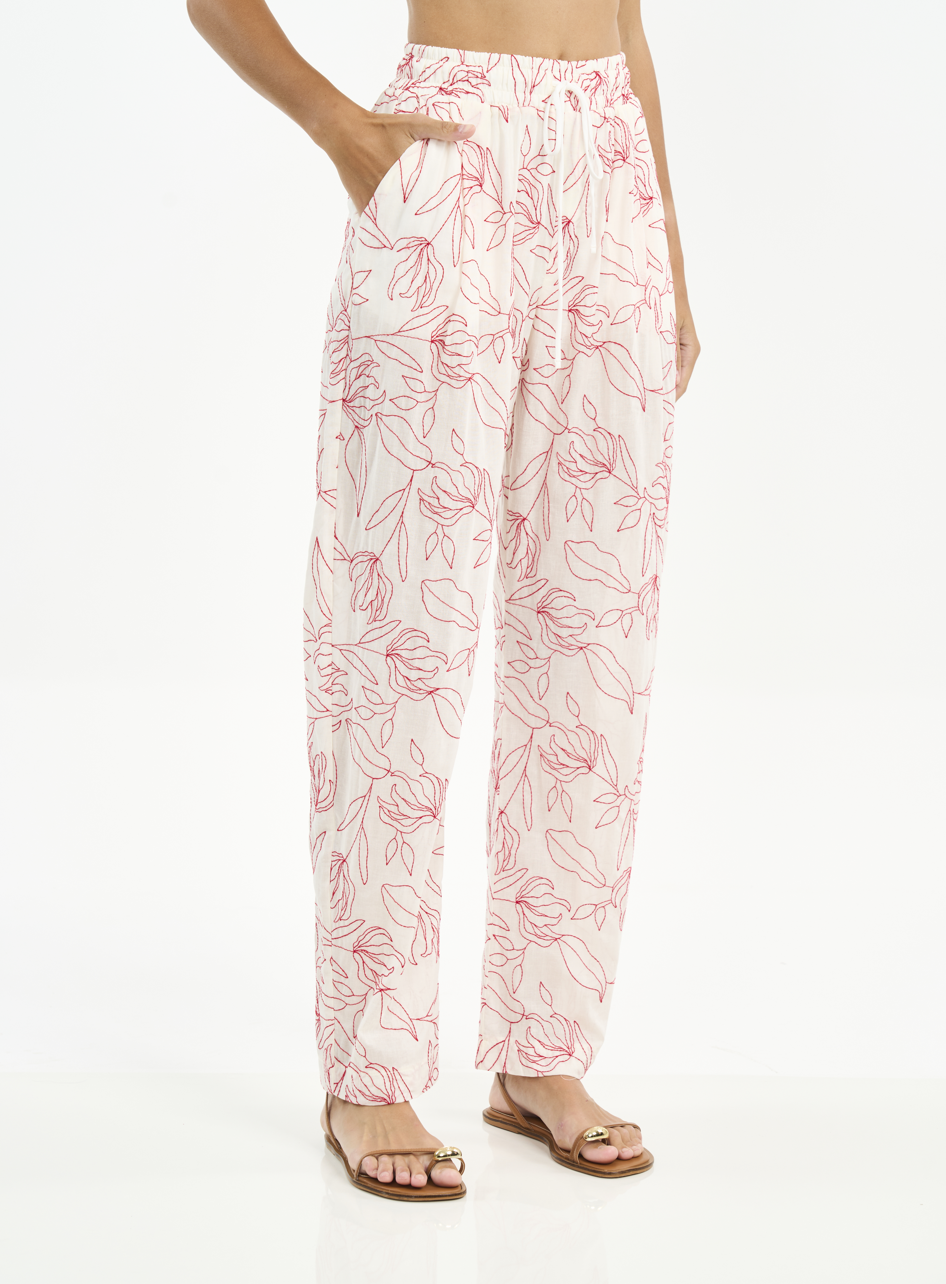 CALÇA BORDADA P OFF/VERMELHO