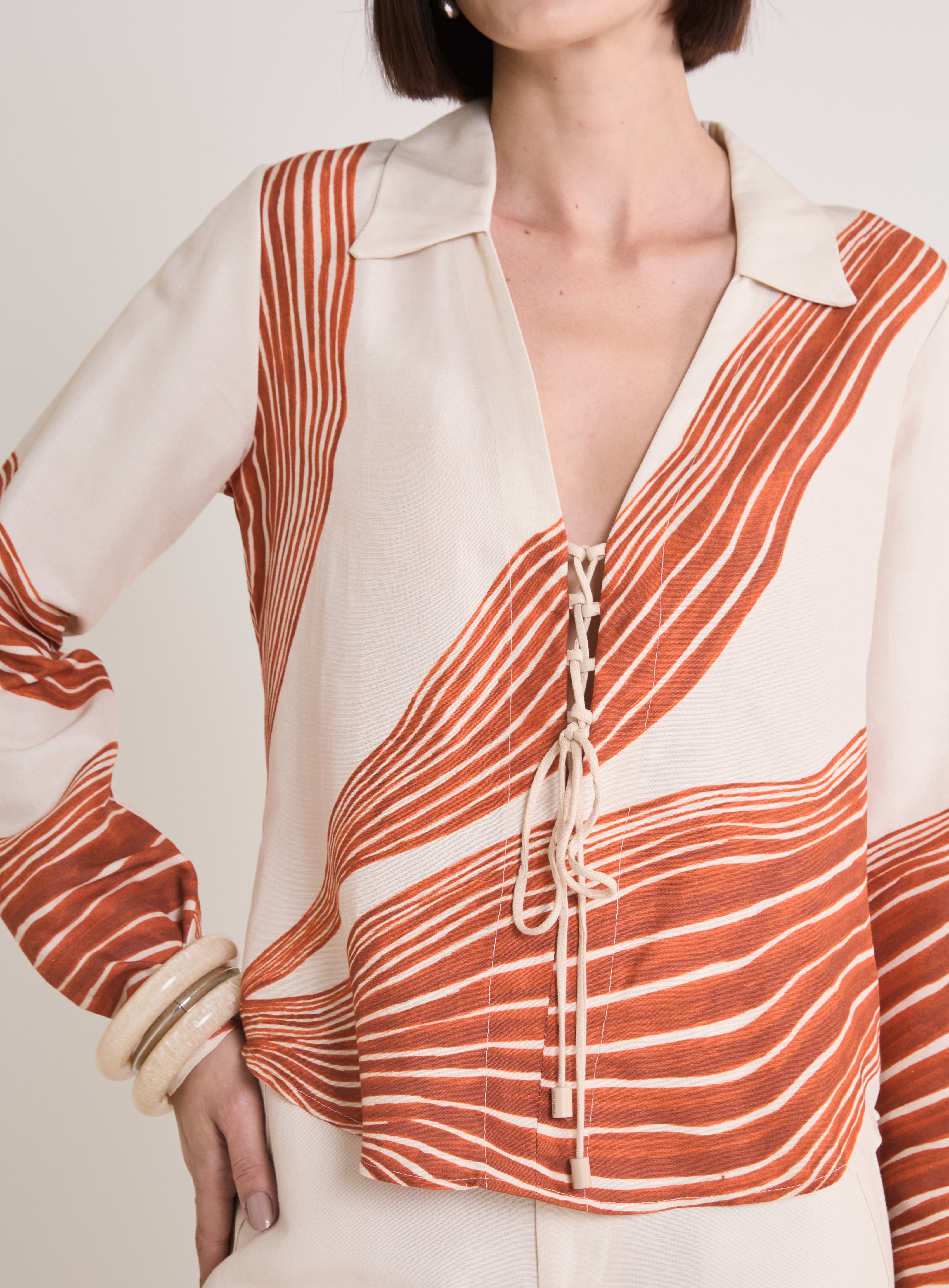 BLUSA LINHO ESTAMPADA G LOTUS