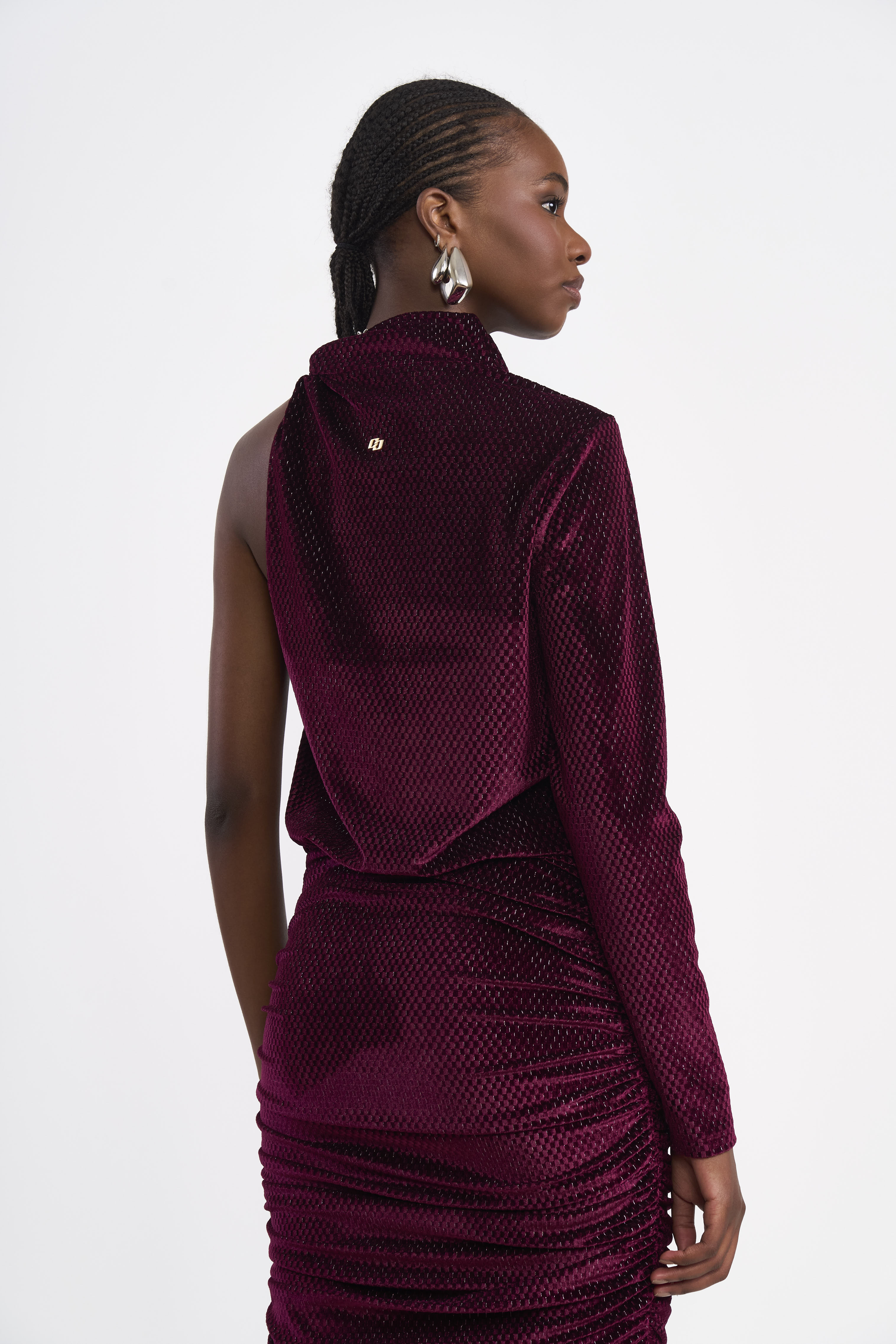 VESTIDO VELUDO METALIZADO P BORDO BLOODSTONE