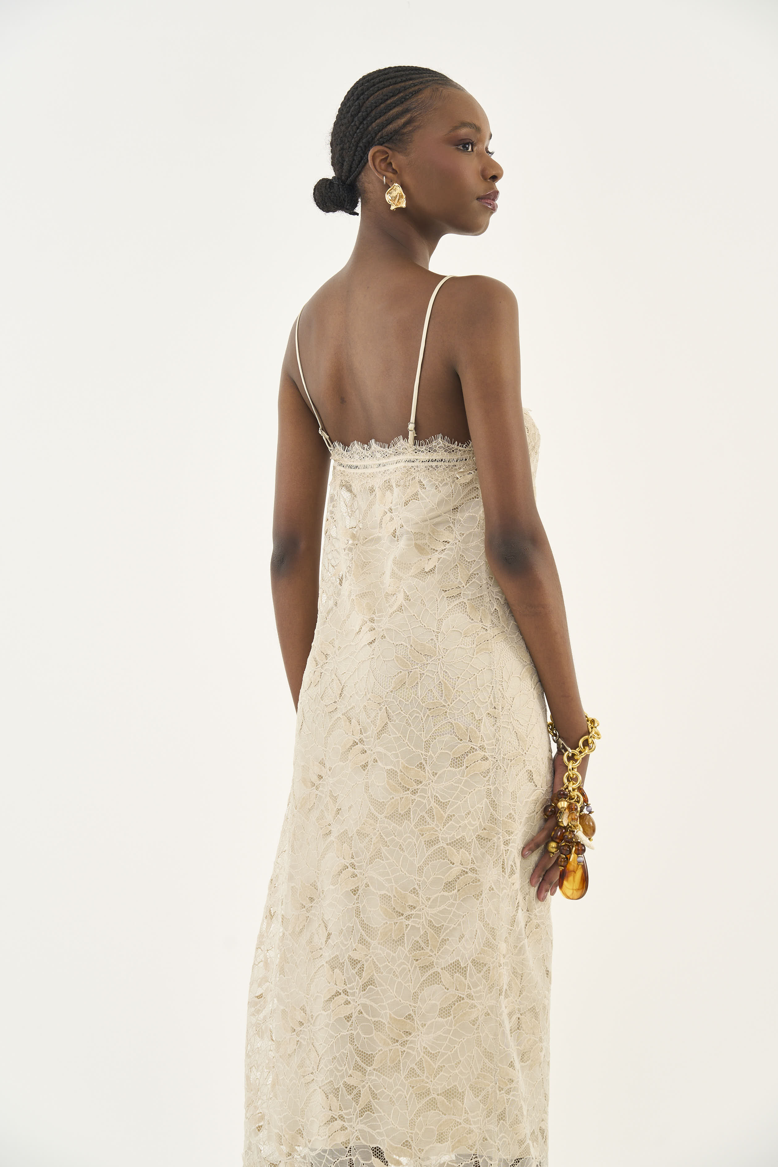 VESTIDO RENDA M BEGE TAUPE